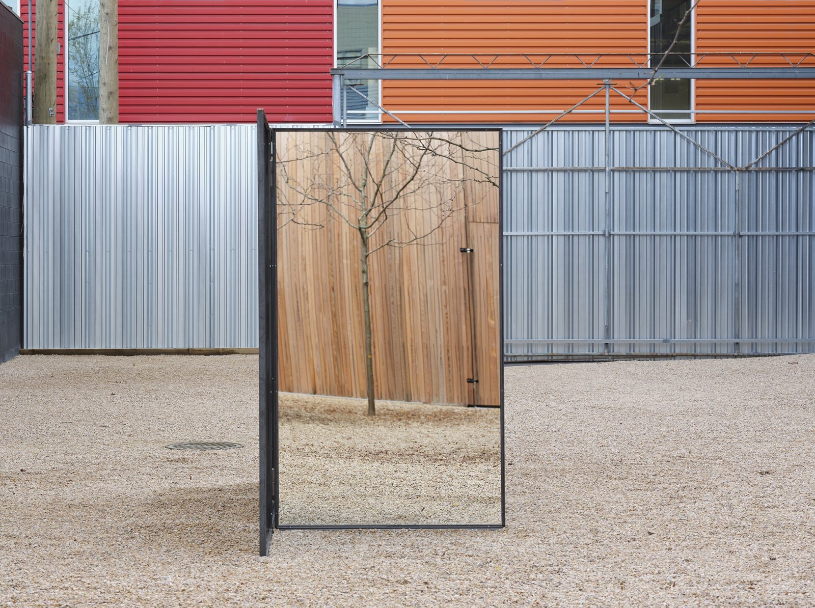​Abbas Akhavan, Trough, 2019, steel, mirrors, 84 x 150 x 48 in. (213 x 380 x 122 cm) by Abbas Akhavan