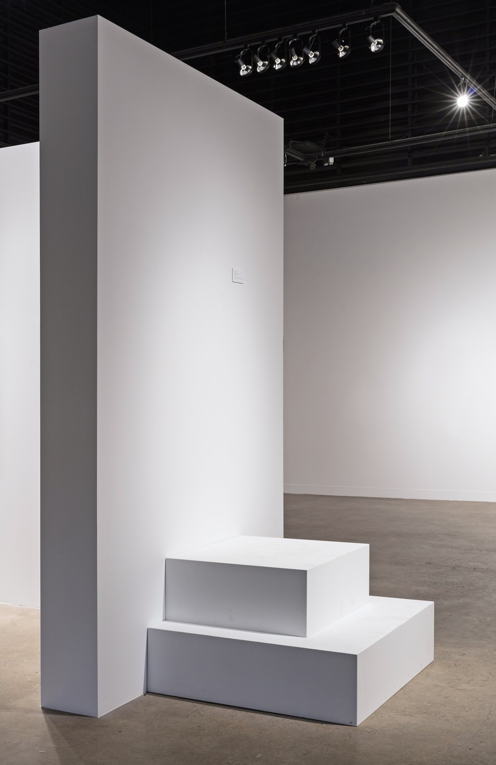 Abbas Akhavan, Stress Positions, 2009/2017, 2 plinths, label, dimensions variable. Installation view, Propped, Oakville Galleries, Oakville, Canada, 2017