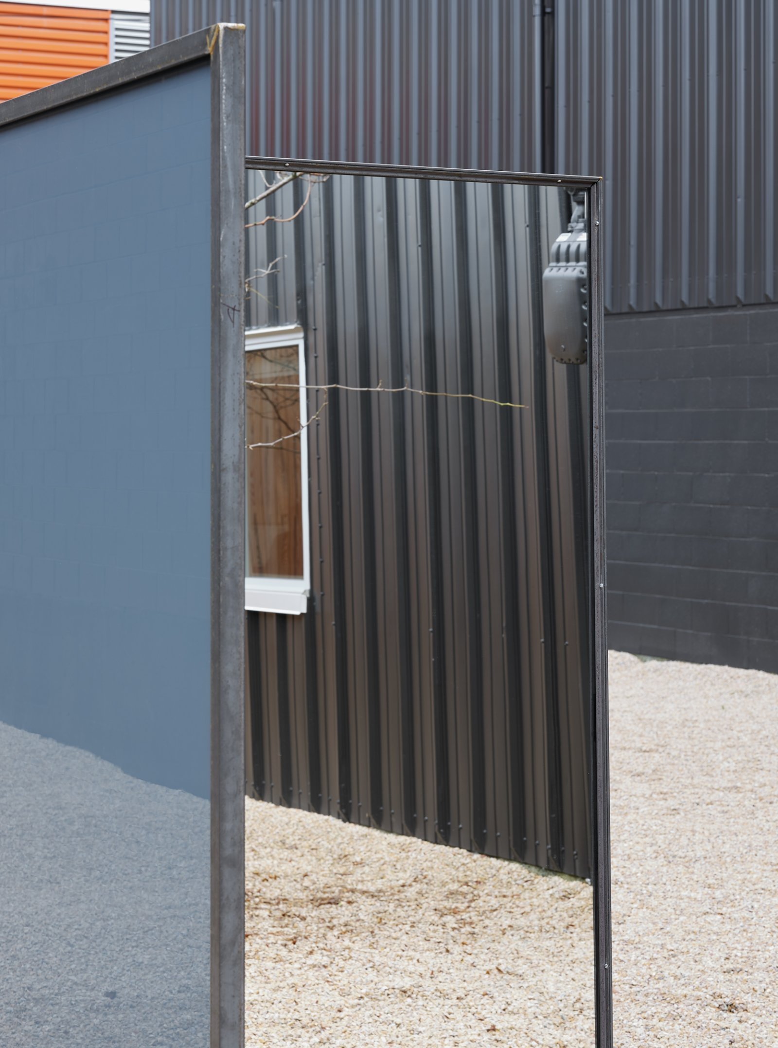 Abbas Akhavan, Trough (detail), 2019, steel, mirrors, 84 x 150 x 48 in. (213 x 380 x 122 cm)