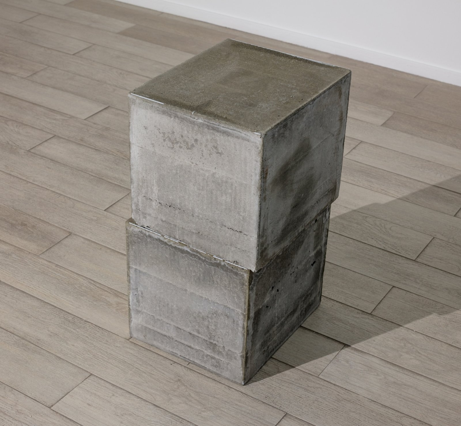 Abbas Akhavan, Untitled, 2018, concrete, bird cage, 13 x 12 x 13 in. (34 x 30 x 33 cm)