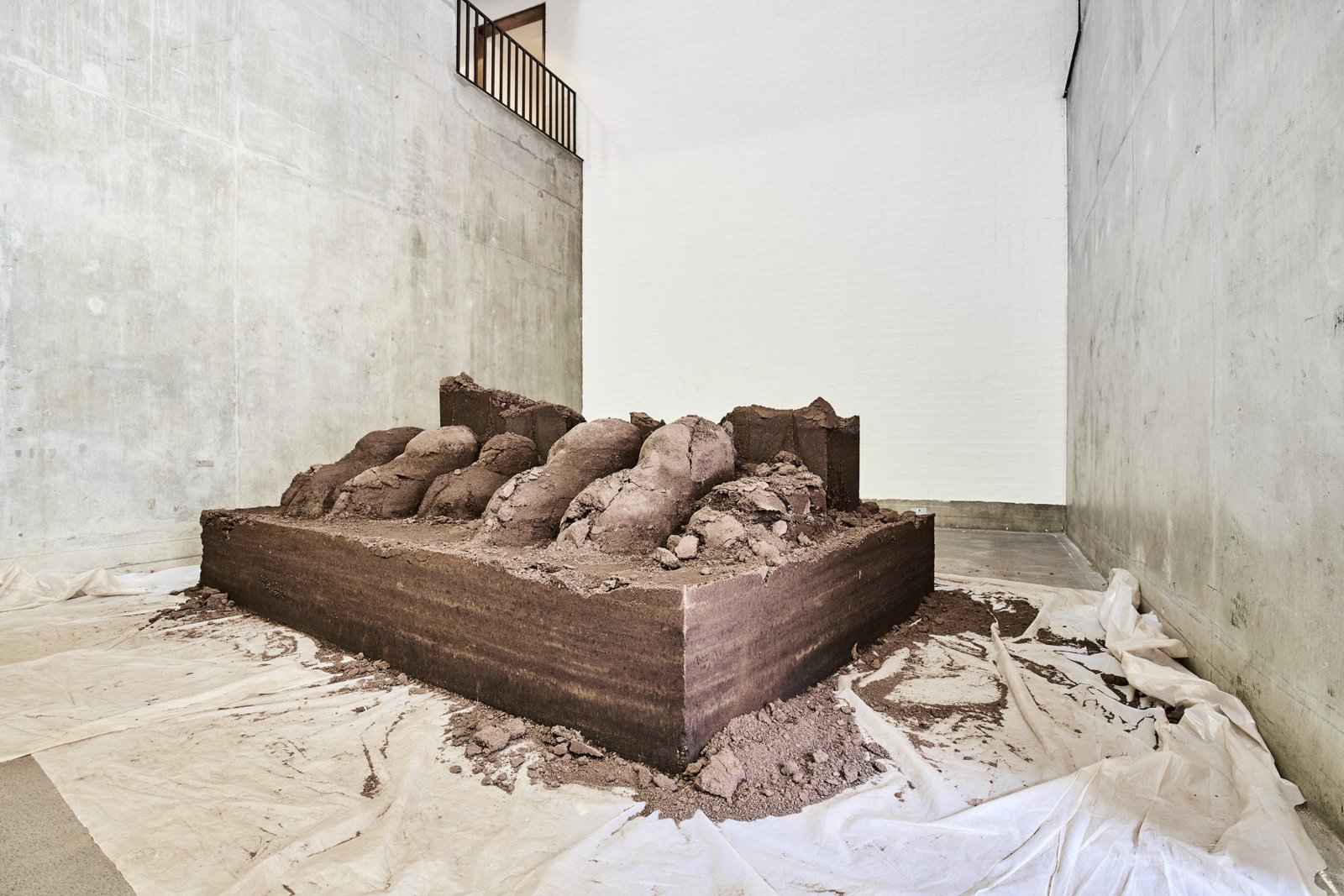Abbas Akhavan, Variations on Ghost, 2017, soil, water, 47 x 126 x 87 in. (120 x 320 x 220 cm). Installation view, Beautiful world, where are you?, Bluecoat, Liverpool Biennial, 2018