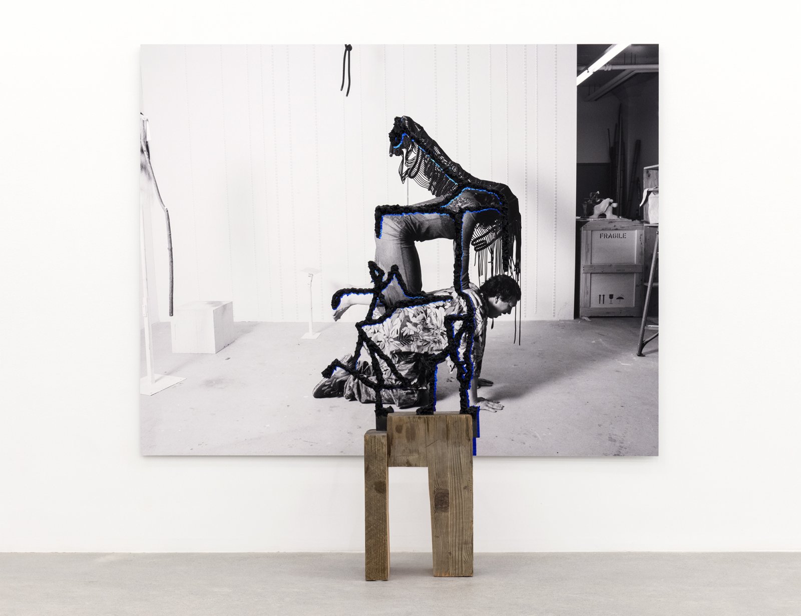 Valérie Blass, To reside elsewhere, 2015, inkjet print on aluminum, wood, steel, sculpting epoxy dough, sculpture: 38 x 19 x 24 in. (97 x 48 x 61 cm), print: 52 x 66 in. (132 x 166 cm)​​​​ by Valérie Blass