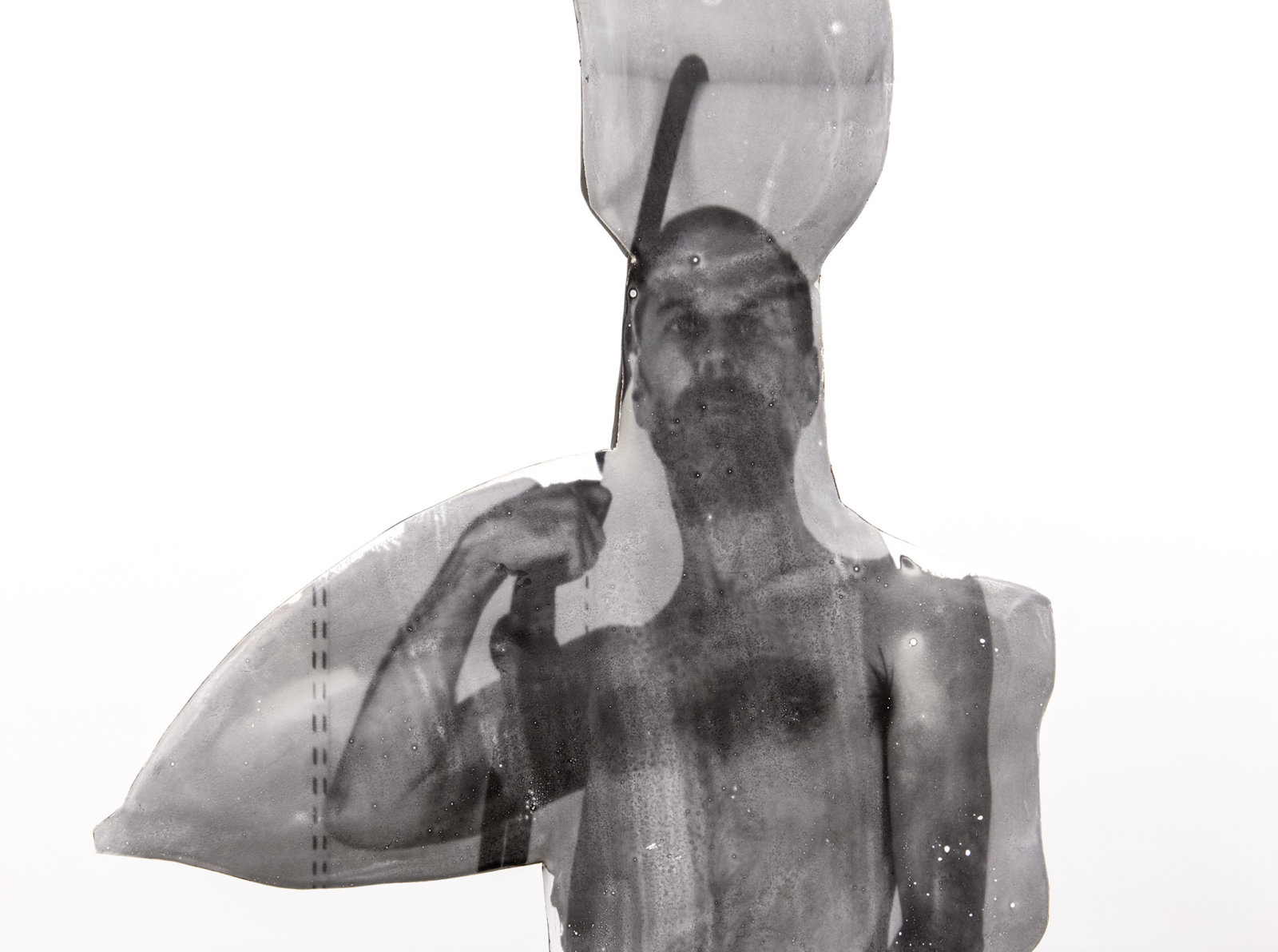 Valérie Blass, Flat man/J’en ai assez je dis oui (detail), 2015, wood, paint, photographic emulsion, 55 x 2 x 22 in. (140 x 4 x 56 cm)