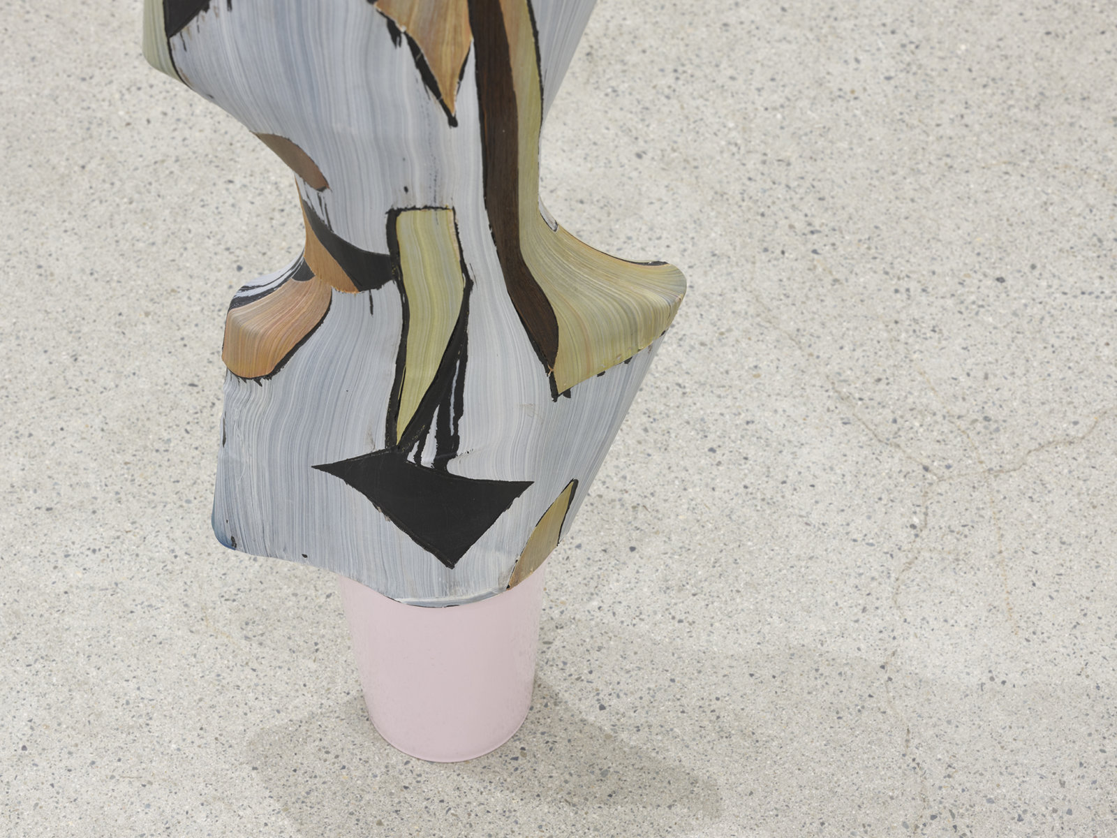 Valérie Blass, Le diable est dans les détails (detail), 2019, pitchers, heat-shrink tubing, acrylic, oil, gouache, 47 x 9 x 4 in. (121 x 22 x 10 cm)