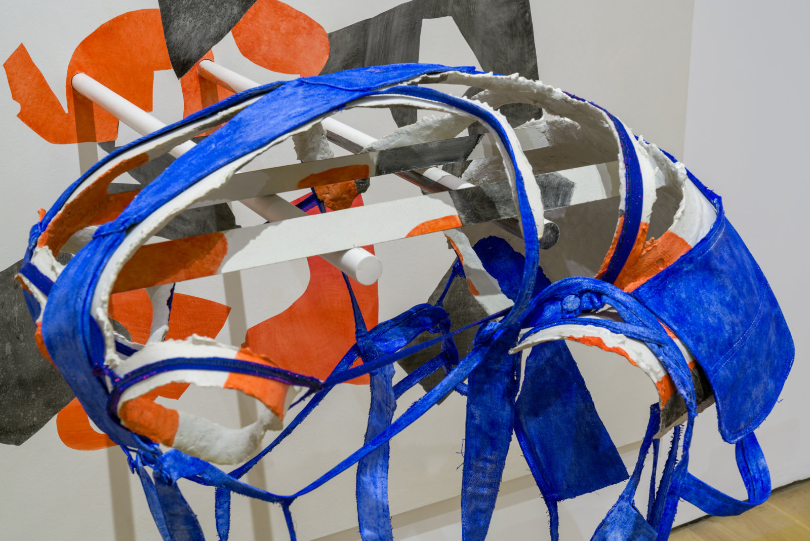 Valérie Blass, Le principe de la sueur: transpiration, évaporation, chaleur (detail), 2016, fabric, resin, polymer, forton, painting, 51 x 20 x 30 in. (129 x 51 x 75 cm)