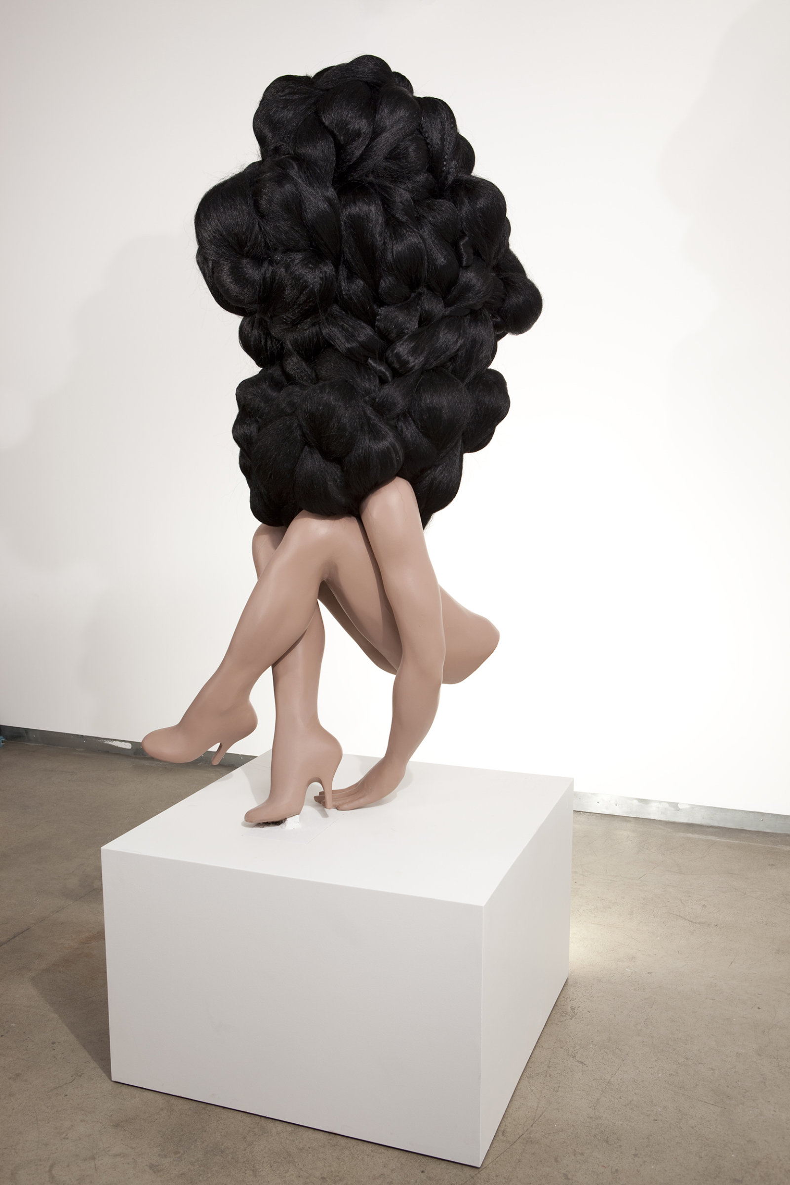 Valérie Blass, She was a big success, 2009, expanded polystyrene, wood, artificial hair, pigments, 96 x 32 x 32 in. (244 x 81 x 81 cm)