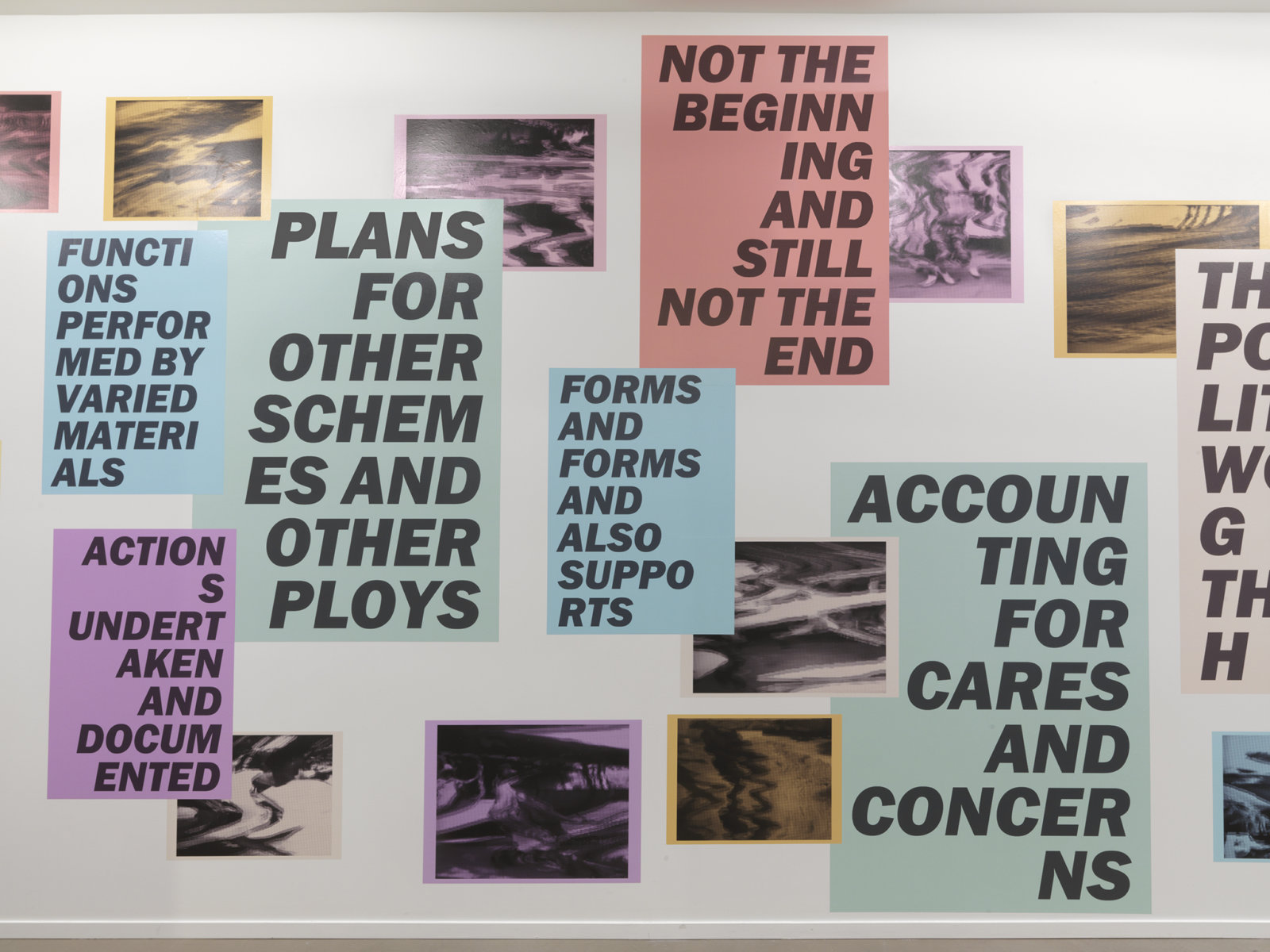 Raymond Boisjoly, Author’s Preface (detail), 2015, 25 solvent based inkjet prints and premixed wallpaper paste, 136 x 361 in. (346 x 917 cm). Installation view, Ambivalent Pleasures, Vancouver Art Gallery, 2016