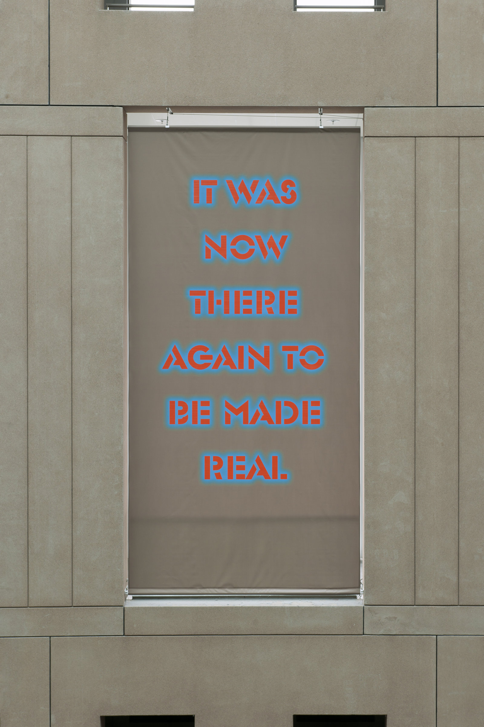 Raymond Boisjoly, Contingent Matters, 2011, vinyl banner, 240 x 120 in. (610 x 305 cm). Installation view, The Aperture Project, Vancouver Public Library, 2011