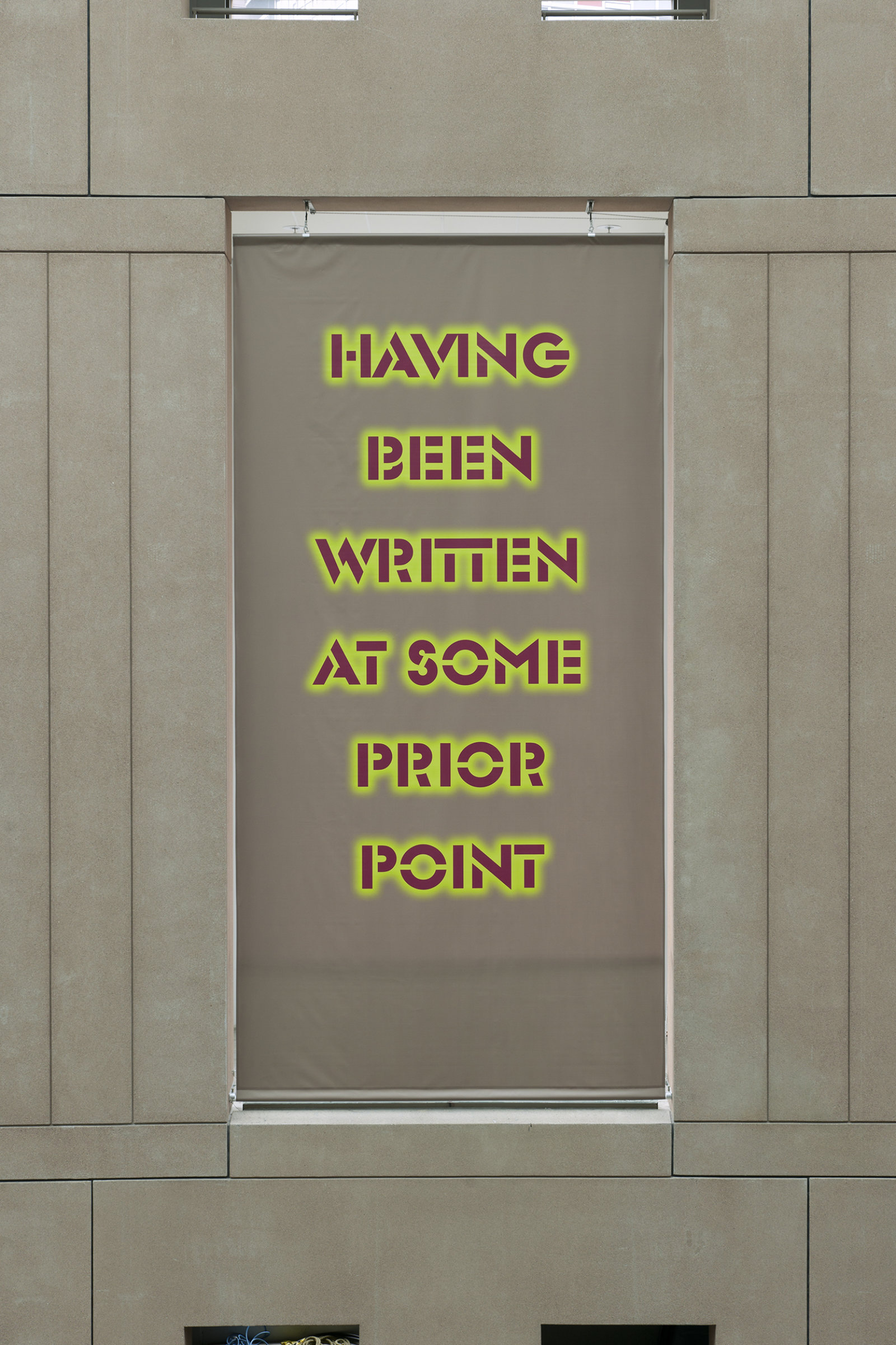 Raymond Boisjoly, Contingent Matters, 2011, vinyl banner, 240 x 120 in. (610 x 305 cm). Installation view, The Aperture Project, Vancouver Public Library, 2011