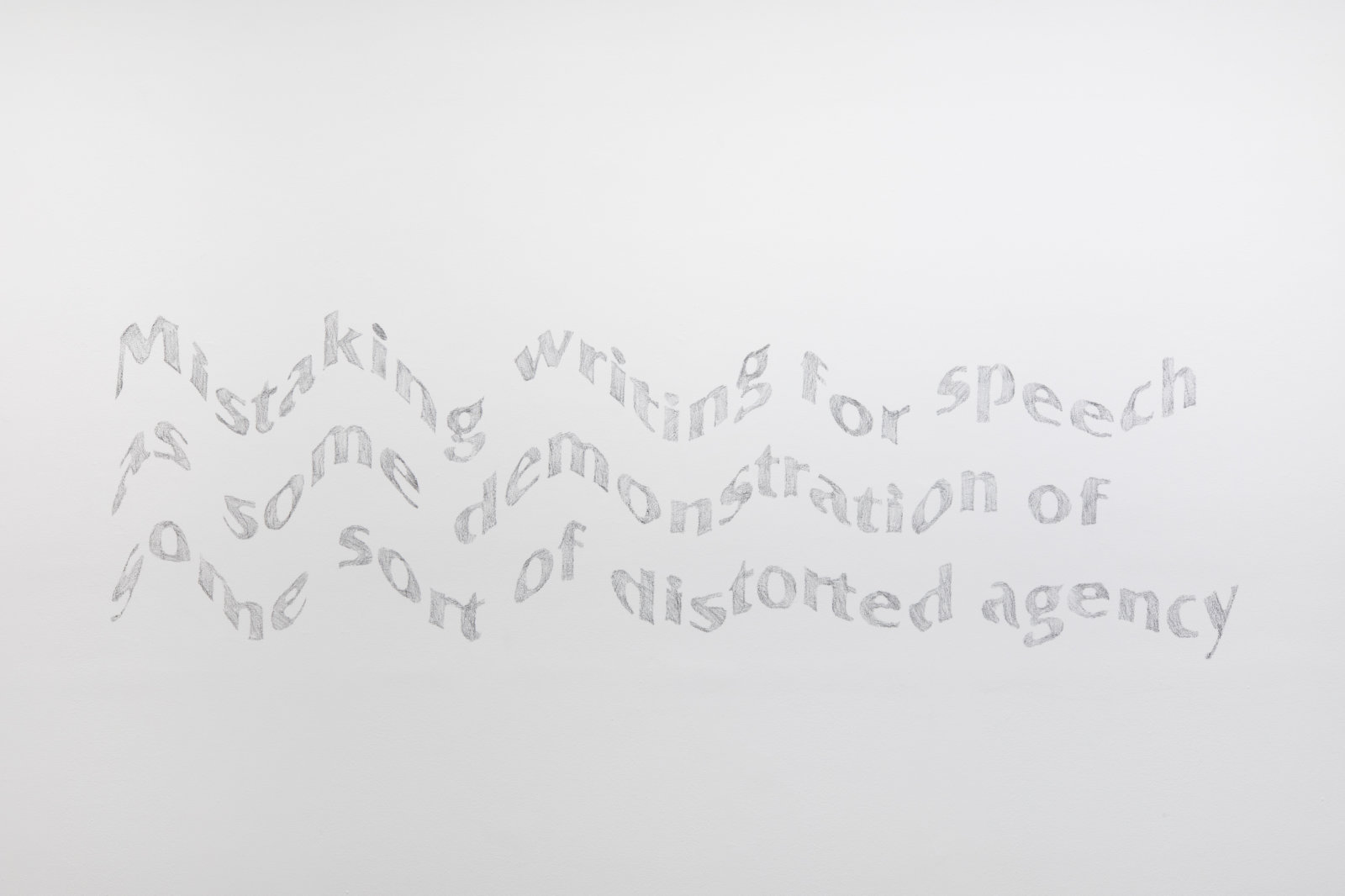 Raymond Boisjoly, Mistaking Writing for Speech (detail), 2022, beer can on wall, 29 x 109 in. (73 x 277 cm). Installation view, The Explanatory Void, MIT List Visual Arts Center, Cambridge, USA, 2022