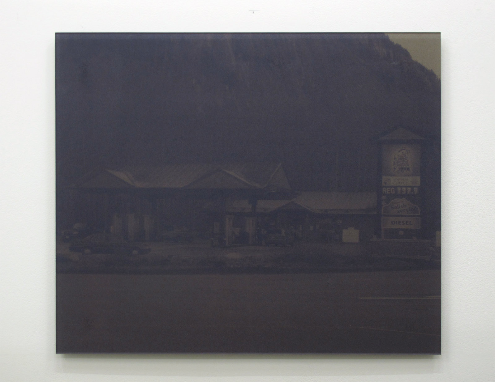 Raymond Boisjoly, Rez Gas (9001 Valley Dr, Squamish, BC, V0N 1T0), 2013, sunlight, construction paper, acrylic glass, 30 x 35 in. (75 x 89 cm)