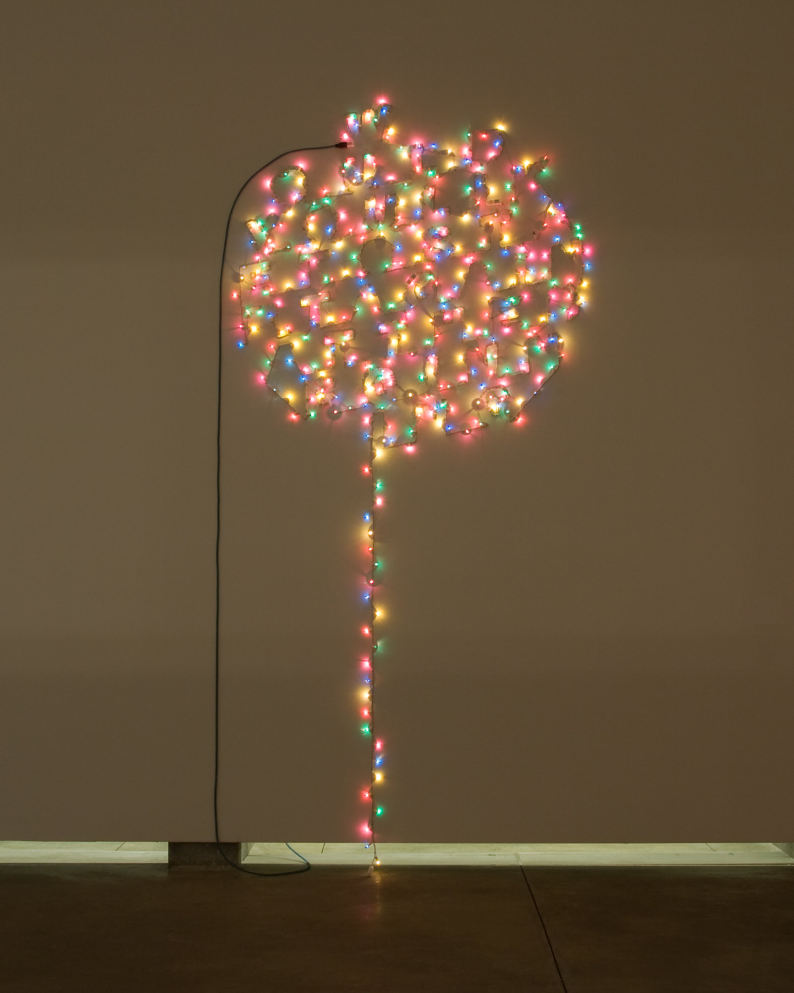 Raymond Boisjoly, Would you like to start again at the beginning?, 2008, stringed-lights, 96 x 48 x 48 in. (244 x 122 x 122 cm)