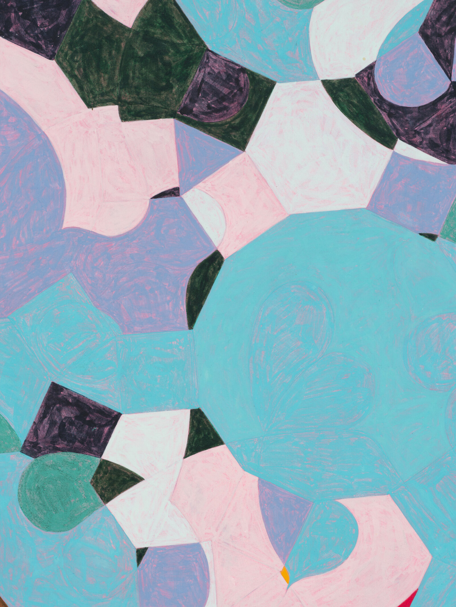 Eli Bornowsky, 2_uniform_Archimedean_ tr{3,6}_truchet_tile_curves (detail), 2023, egg tempera, gesso, hardboard, wood, aluminum, 20 x 16 in. (50 x 40 cm)