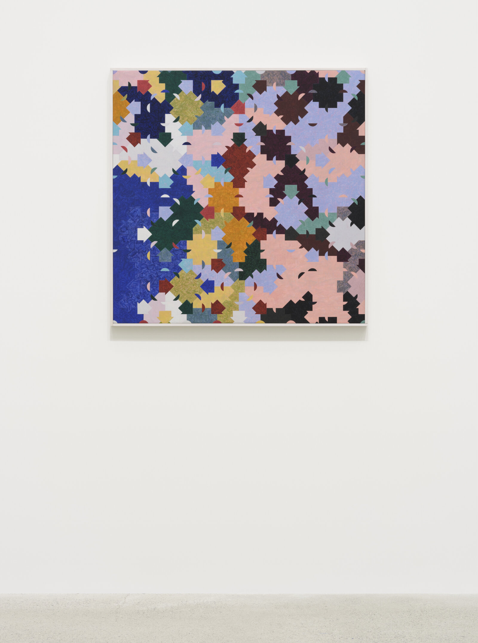 Eli Bornowsky, Ammann_Beenker_A5_Dmod15Dmod20_2sets_29values_Quasicrystal_with_matching_rules, 2023, egg tempera, gesso, hardboard, wood, aluminum, 35 x 35 in. (90 x 90 cm)