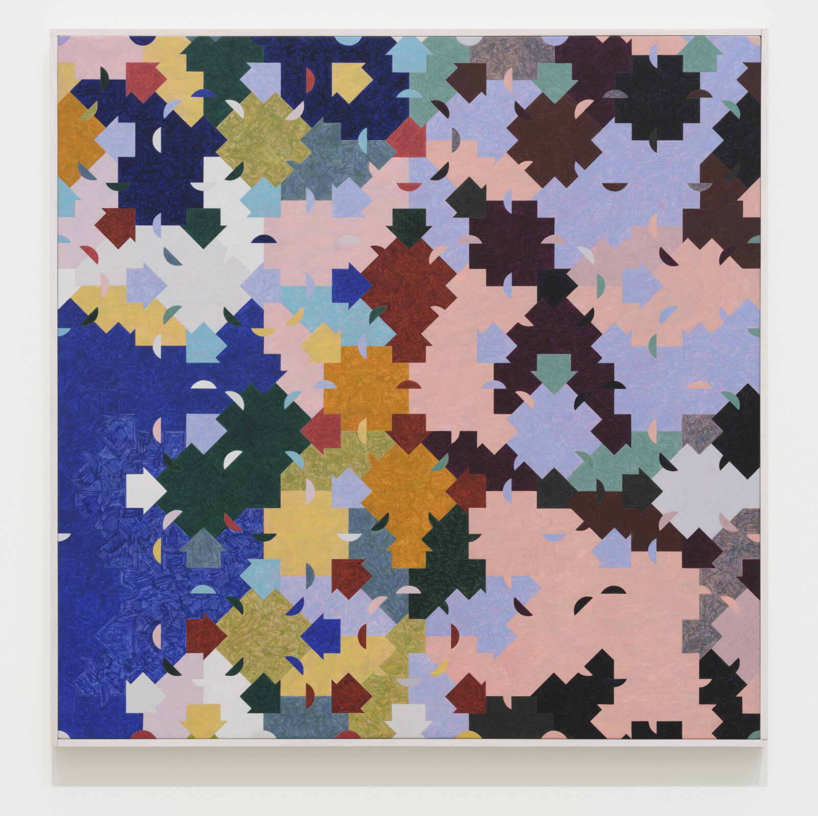 Eli Bornowsky, Ammann_Beenker_A5_Dmod15Dmod20_2sets_29values_Quasicrystal_with_matching_rules, 2023, egg tempera, gesso, hardboard, wood, aluminum, 35 x 35 in. (90 x 90 cm)