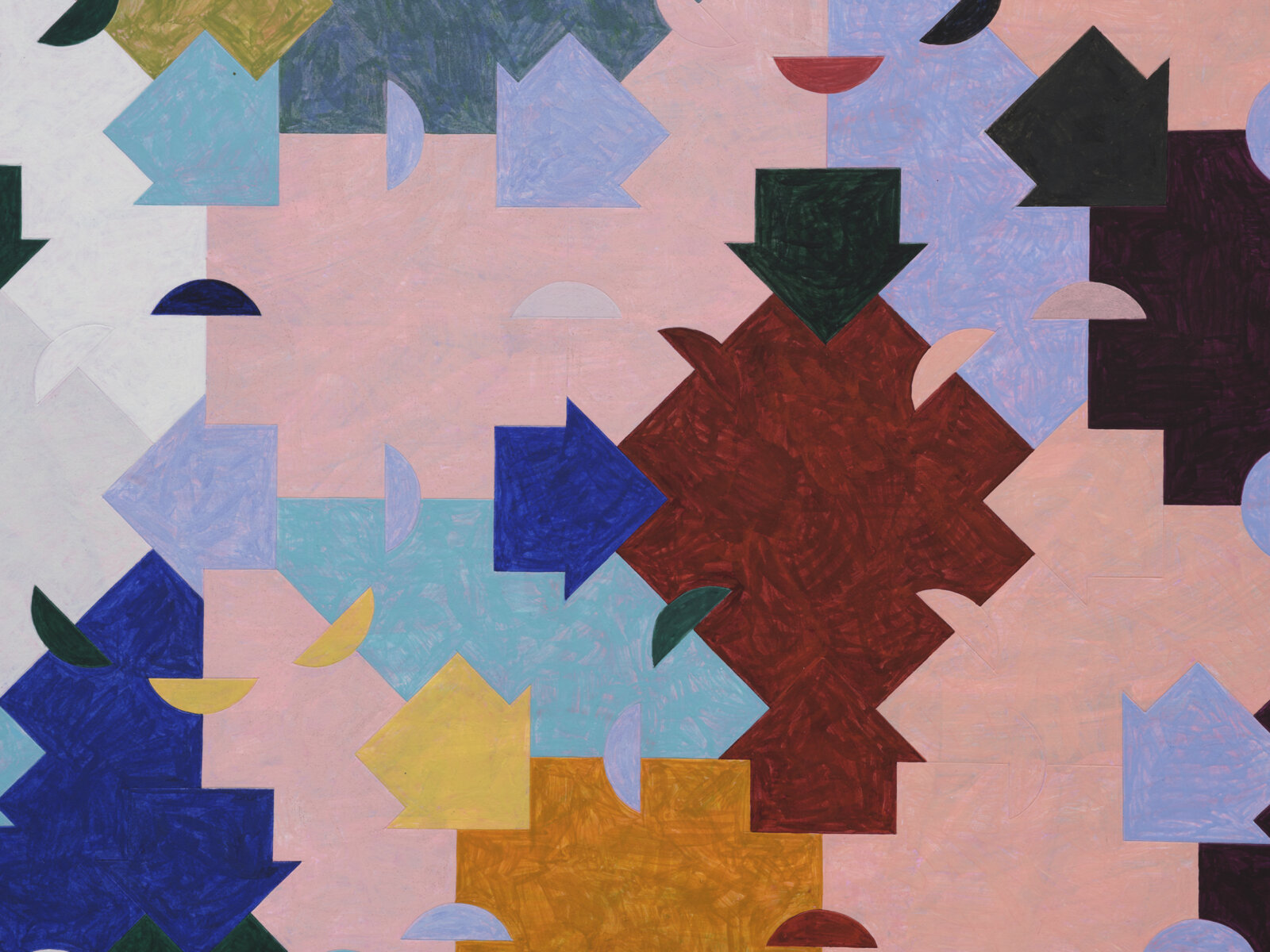 Eli Bornowsky, Ammann_Beenker_A5_Dmod15Dmod20_2sets_29values_Quasicrystal_with_matching_rules (detail), 2023, egg tempera, gesso, hardboard, wood, aluminum, 35 x 35 in. (90 x 90 cm)