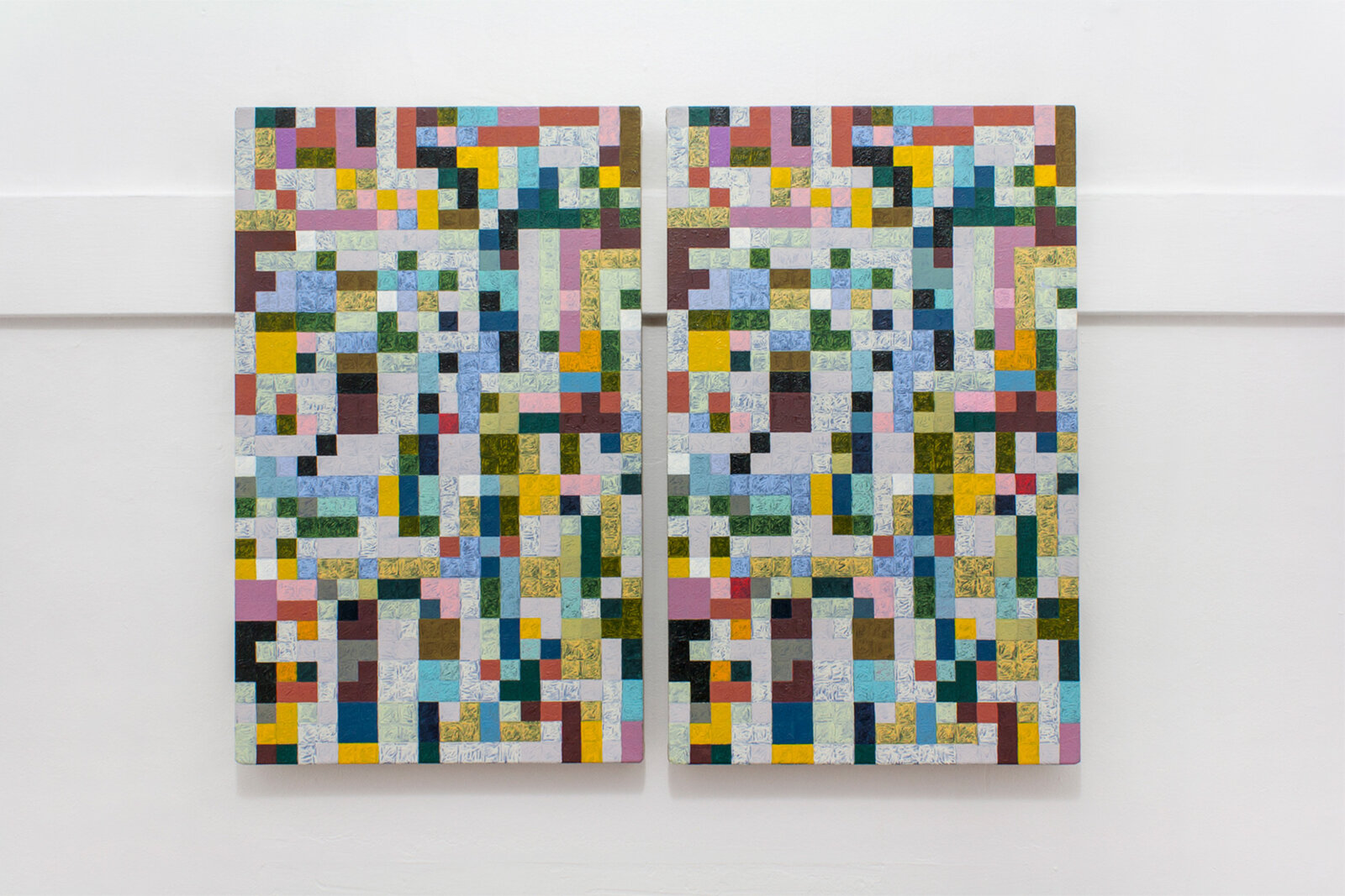 Eli Bornowsky, Clinquant, 2016, oil on linen, two panels, 29 x 23 in. (74 x 58 cm)