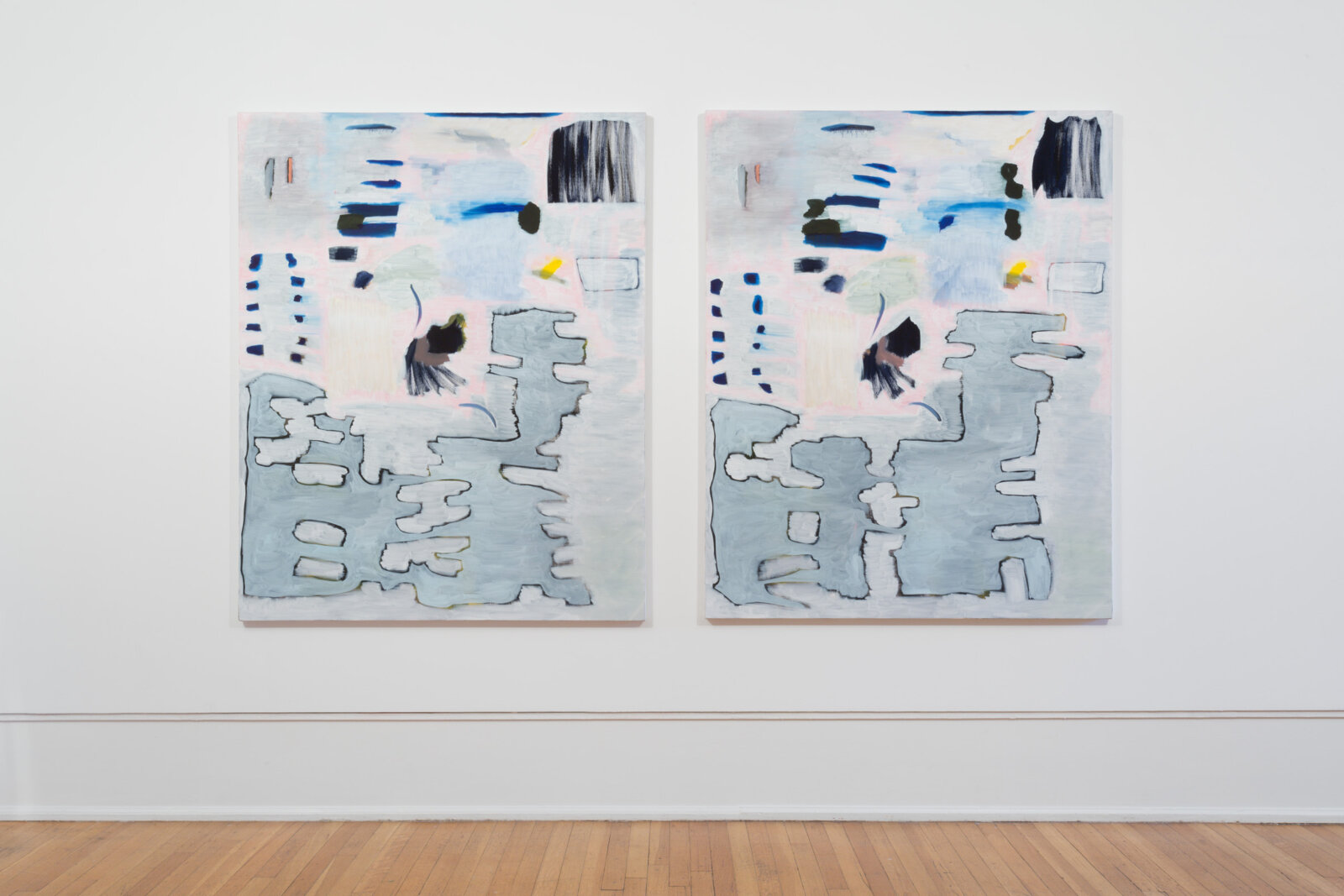 Eli Bornowsky, Cold Numbers, 2014, oil on 2 canvases, each 48 x 60 in. (122 x 152 cm)