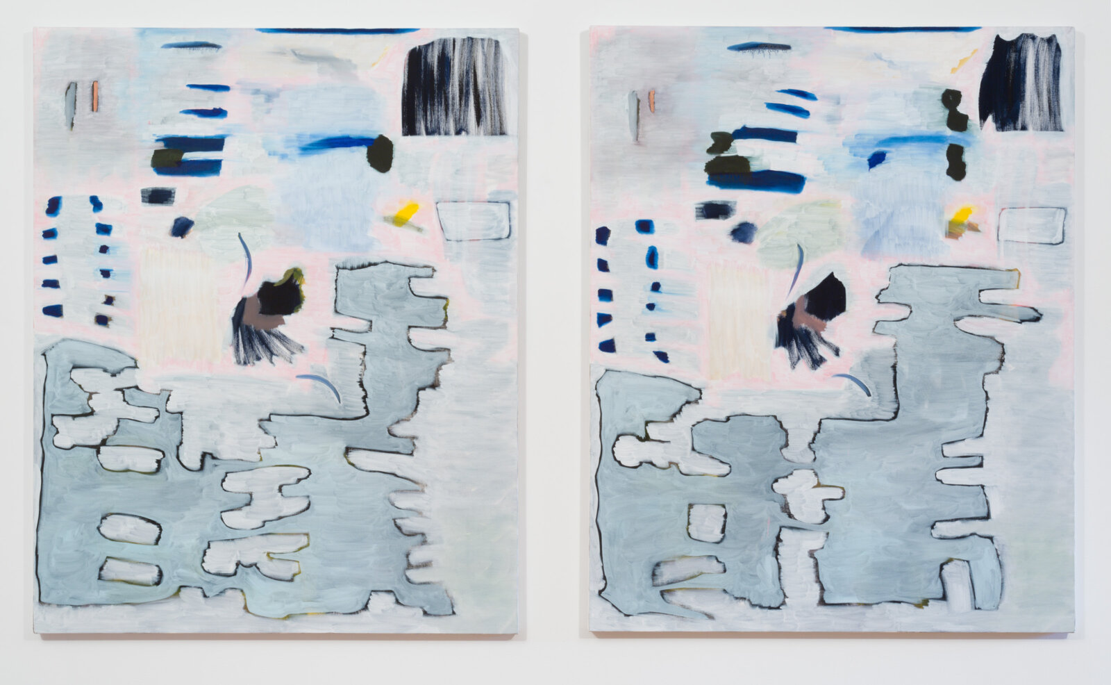 Eli Bornowsky, Cold Numbers, 2014, oil on 2 canvases, each 48 x 60 in. (122 x 152 cm)