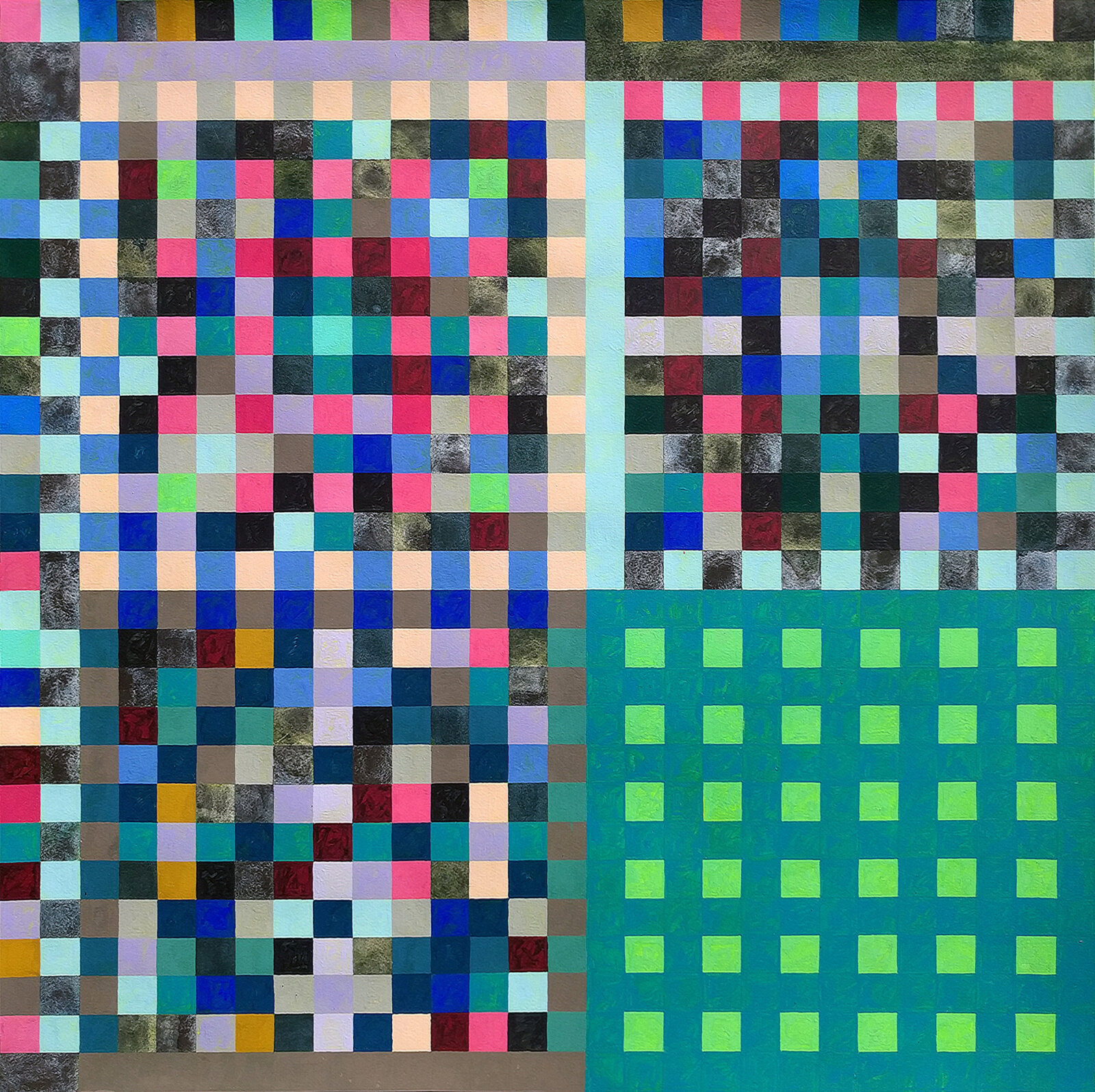 Eli Bornowsky, Delannoy56mod52 (fragment), 2018, gouache on paper, 28 x 28 in. (71 x 71 cm)