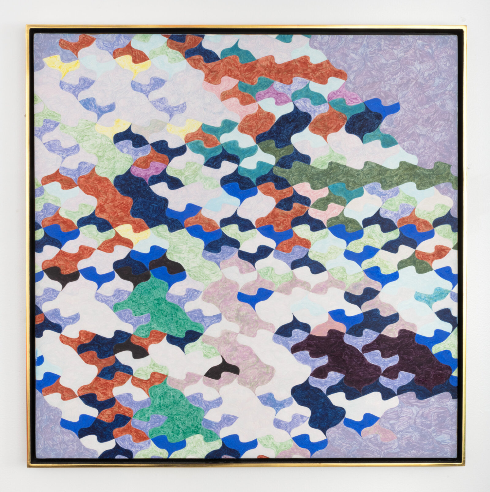 Eli Bornowsky, IH86mod20 (rotation and improvisation) landscape, 2019, egg tempera, gesso, muslin, on panel, 30 x 30 in. (76 x 76 cm)
