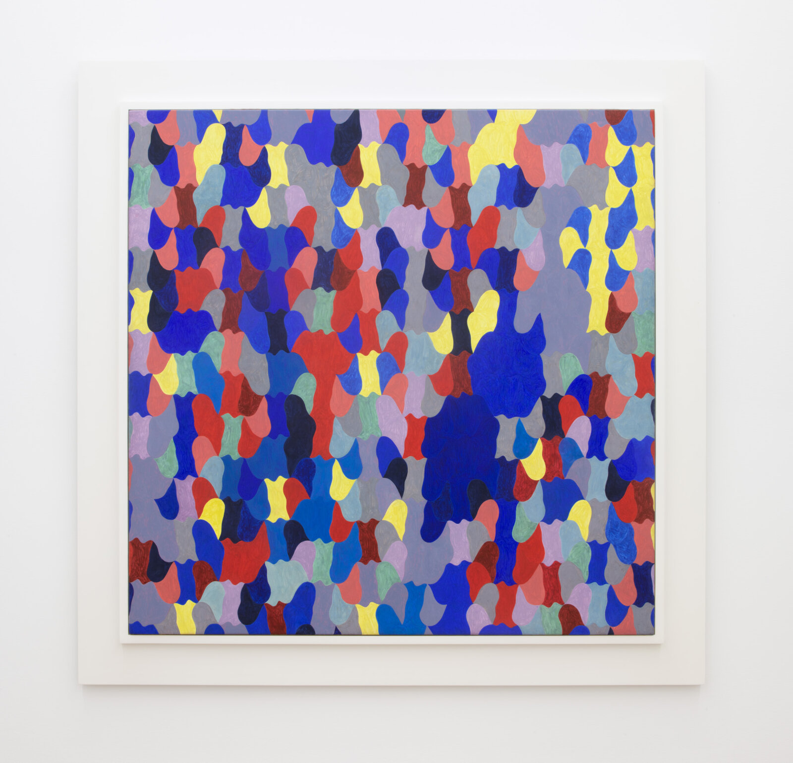 Eli Bornowsky, Isogonal25_D41mod17 (primary droop), 2020, egg tempera, gesso, muslin, baltic birch in wood frame, 36 x 36 in. (91 x 91 cm)