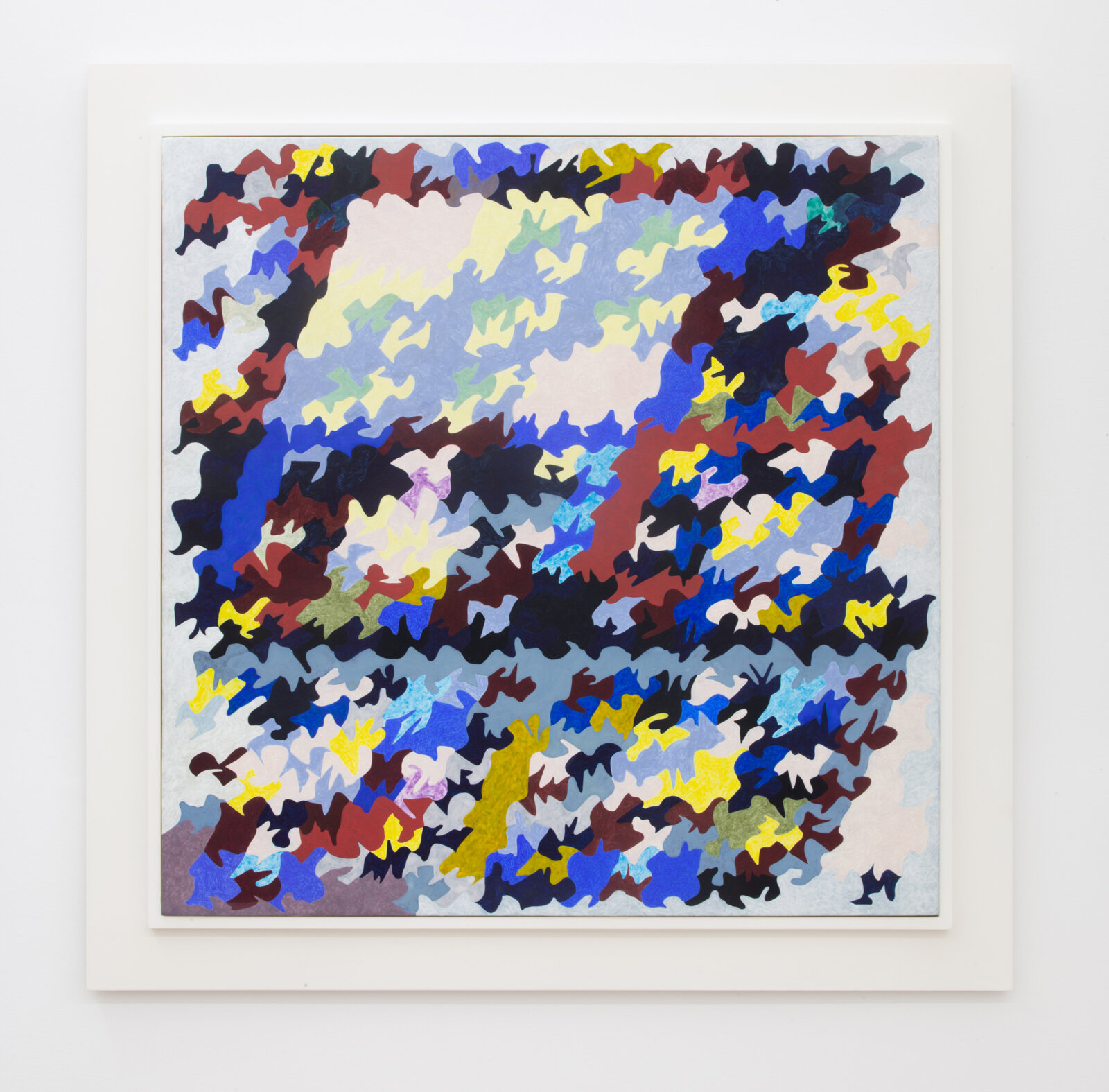 Eli Bornowsky, Isohedral47_D35mod09 (super arbitrary curves), 2021, egg tempera, gesso, muslin, baltic birch in wood frame, 36 x 36 in. (91 x 91 cm)