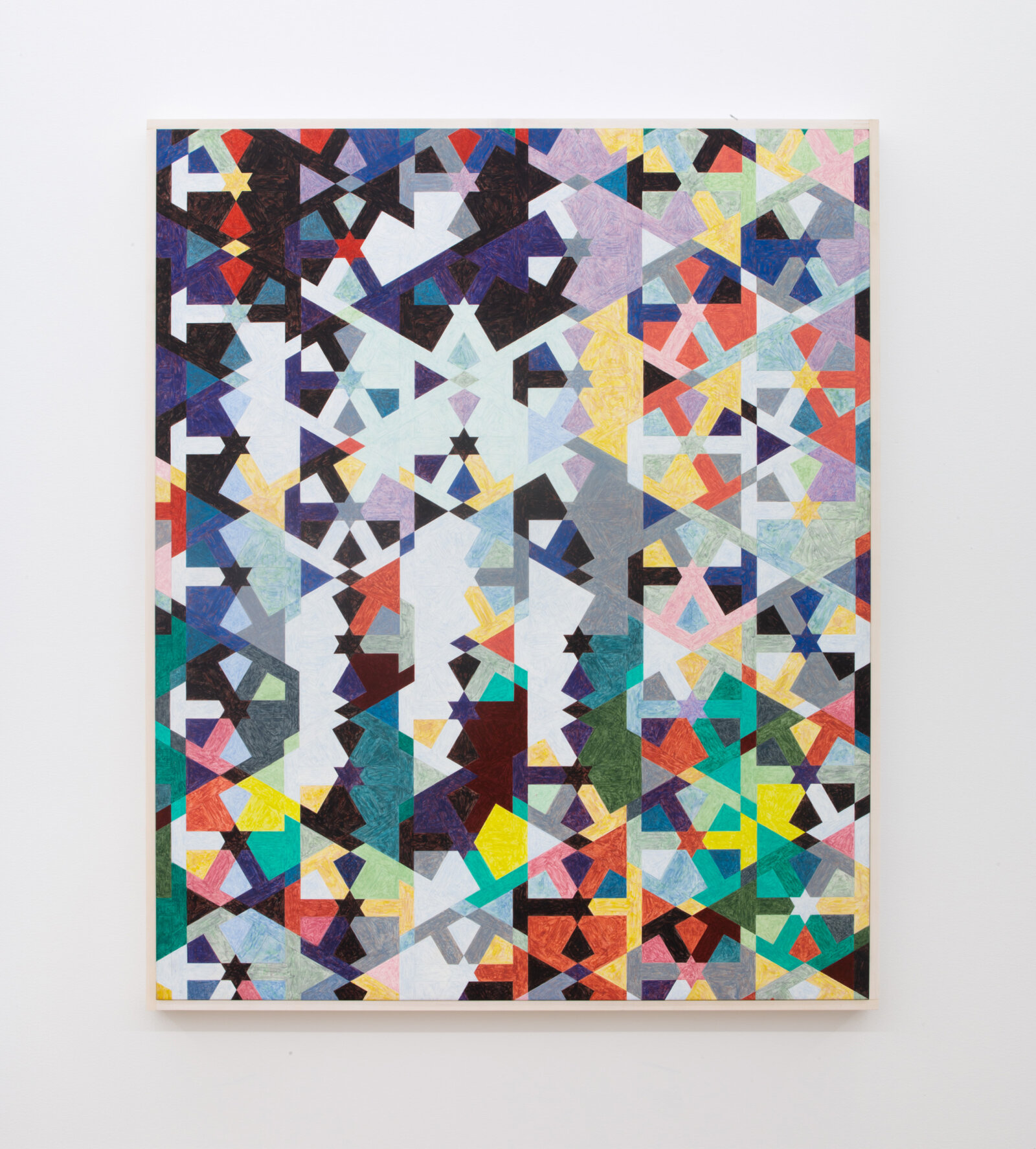 Eli Bornowsky, Joules46_D64mod6_2color (majesty traveller), 2021, egg tempera, gesso, hardboard, glue, aluminum, pine, 44 x 37 in. (112 x 93 cm)