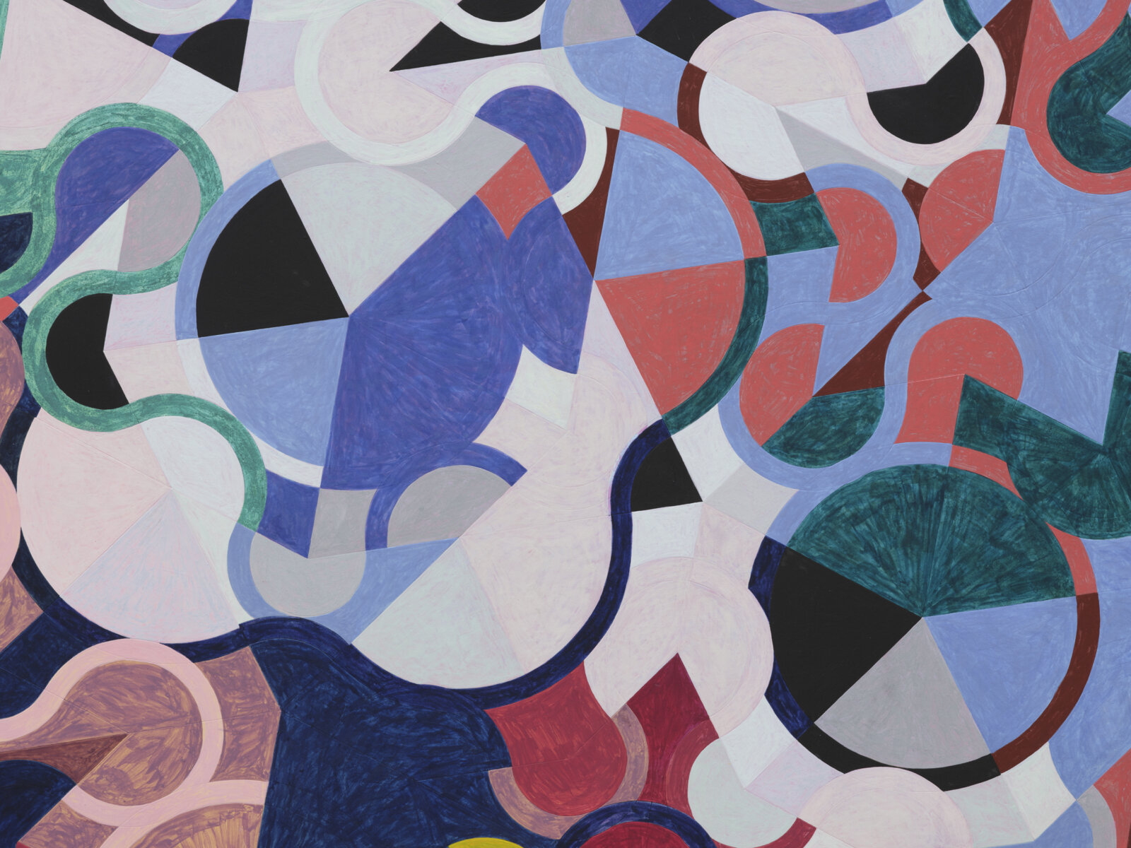 Eli Bornowsky, Penrose_Dmod20_StochasticOstwald_Assemblage(P1) (detail), 2023, egg tempera, gesso, hardboard, wood, aluminum, 35 x 35 in. (90 x 90 cm)