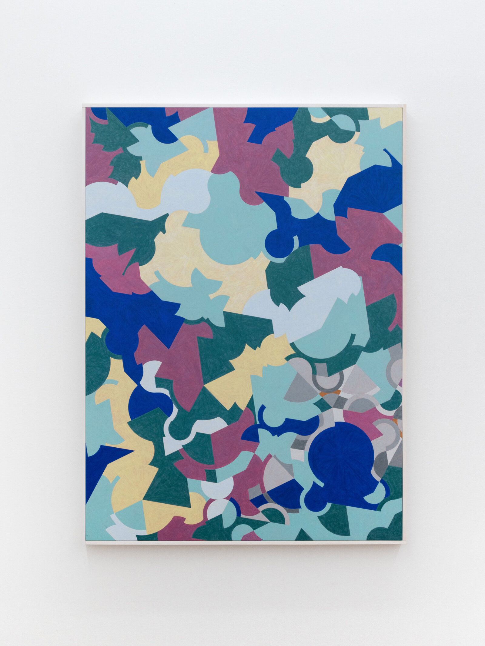 Eli Bornowsky, Penrose_EXP (10, 10, 10, 10, 10, 5, 6, 7, 8, 9) + Square Number Klee.gh, 2024, egg tempera, gesso on wood, aluminum, 43 x 32 in. (110 x 80 cm)
