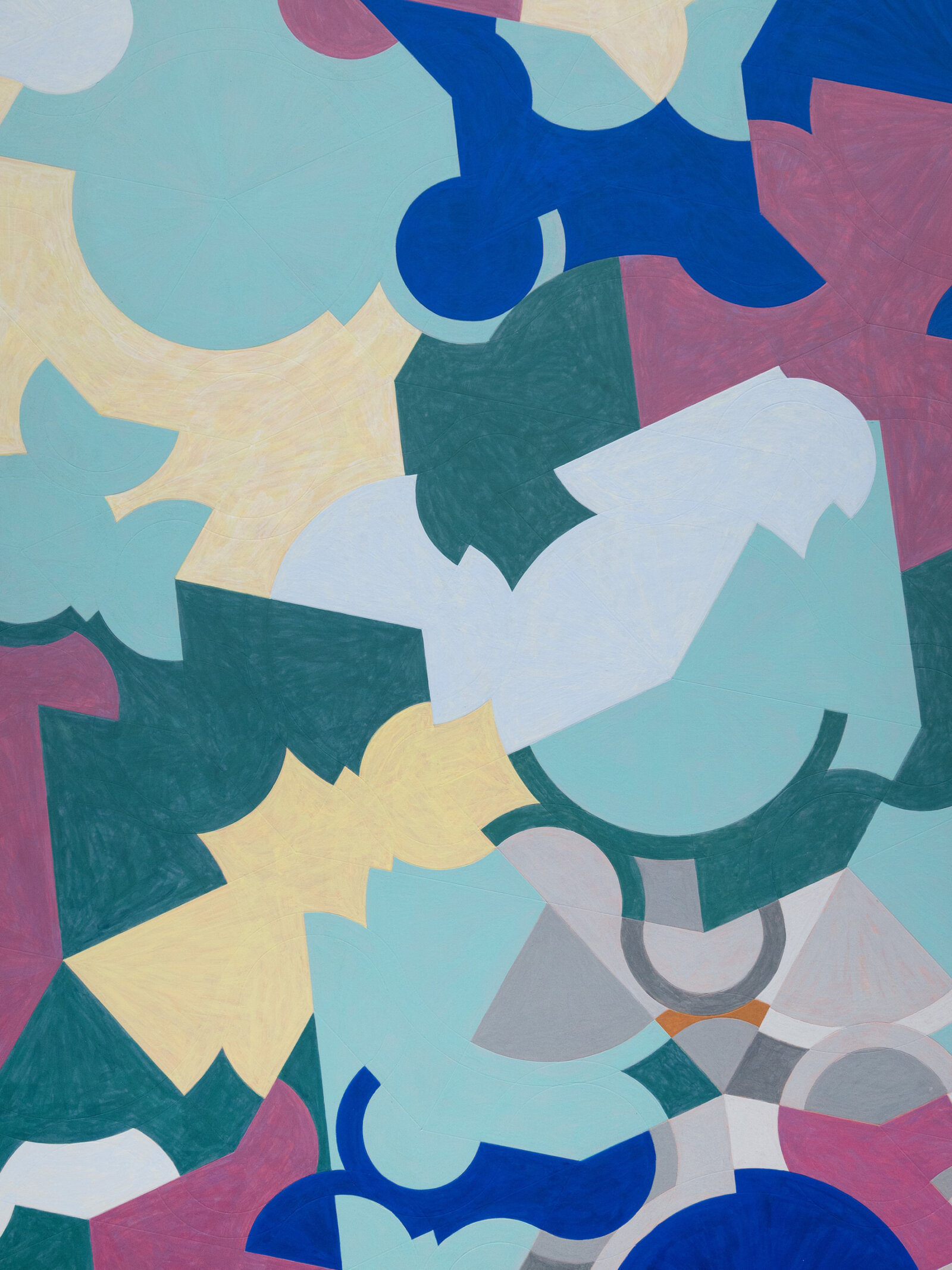 Eli Bornowsky, Penrose_EXP (10, 10, 10, 10, 10, 5, 6, 7, 8, 9) + Square Number Klee.gh (detail), 2024, egg tempera, gesso on wood, aluminum, 43 x 32 in. (110 x 80 cm)