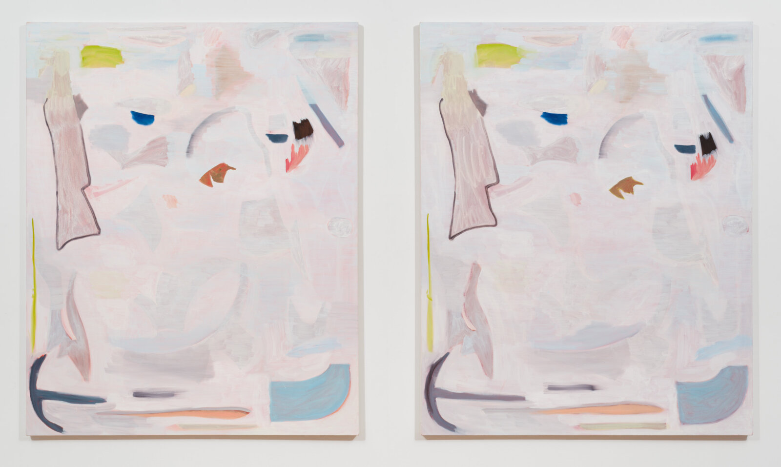 Eli Bornowsky, Wetness and Light, 2014, oil on 2 canvases, each 48 x 60 in. (122 x 152 cm)