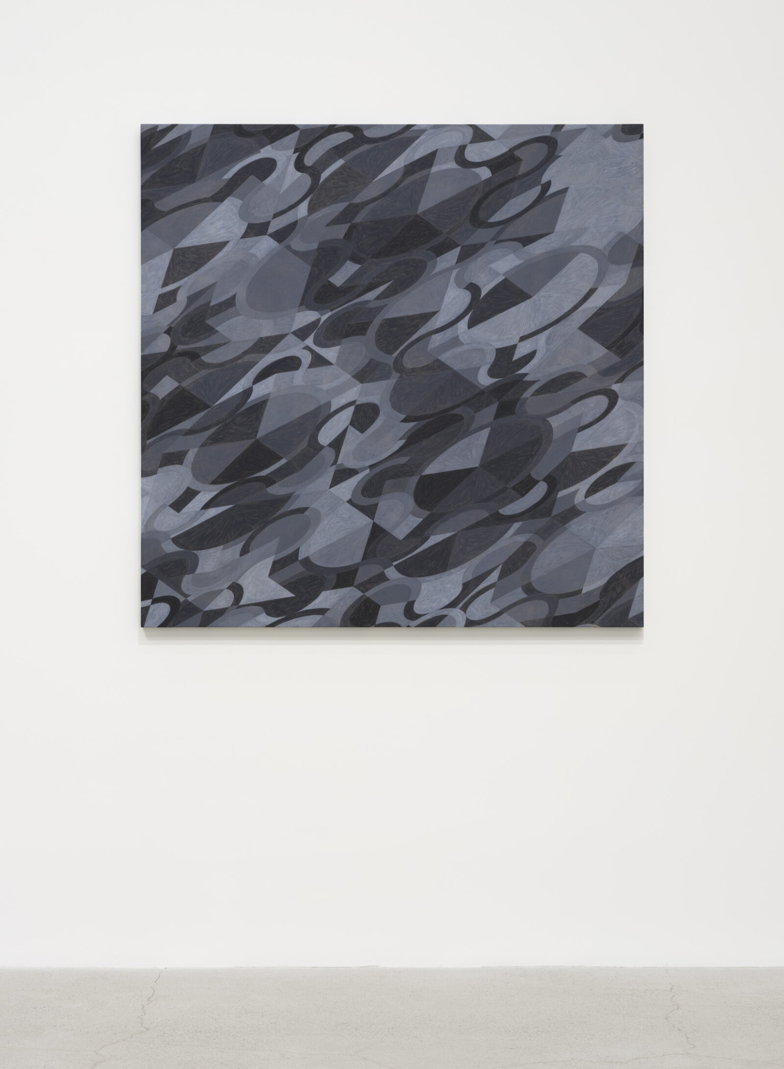 Eli Bornowsky, tambo (Grayscale), 2025, egg tempera, gesso on wood, aluminum, 47 x 47 in. (120 x 120 cm)