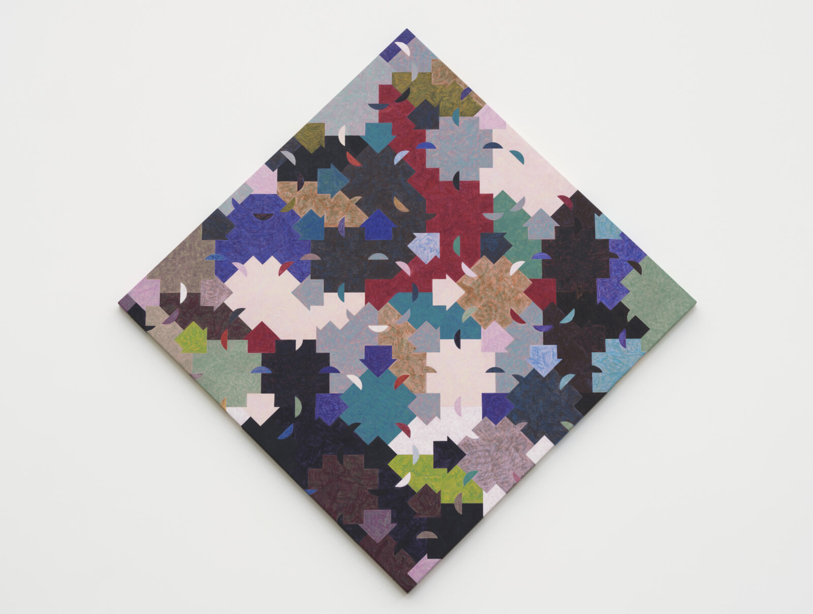 Eli Bornowsky, the quantum of happiness enjoyed by a country’s inhabitants and the means of its future improvement, 2025, egg tempera, gesso on wood, aluminum, 45 x 45 in. (113 x 113 cm)