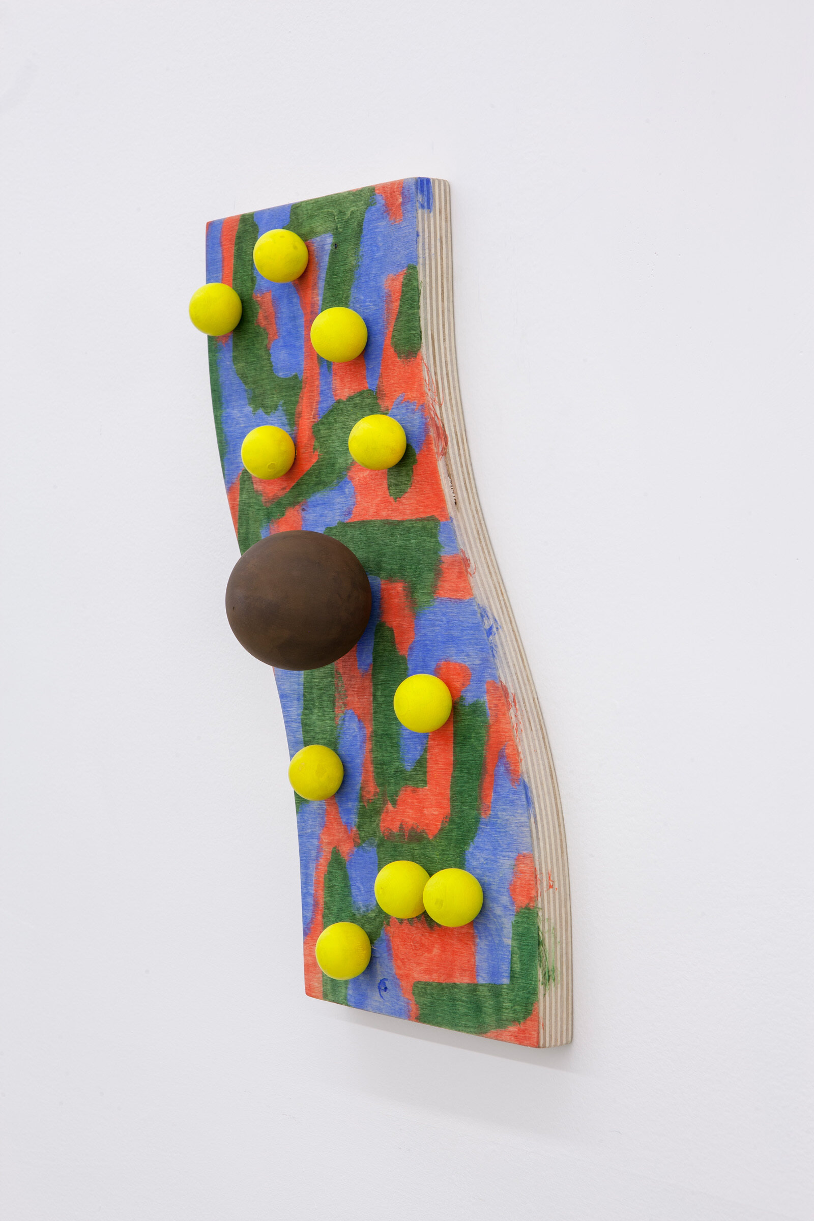 Eli Bornowsky, untitled, 2012, gouache on wood, glue, 18 x 7 x 2 in. (46 x 18 x 5 cm)