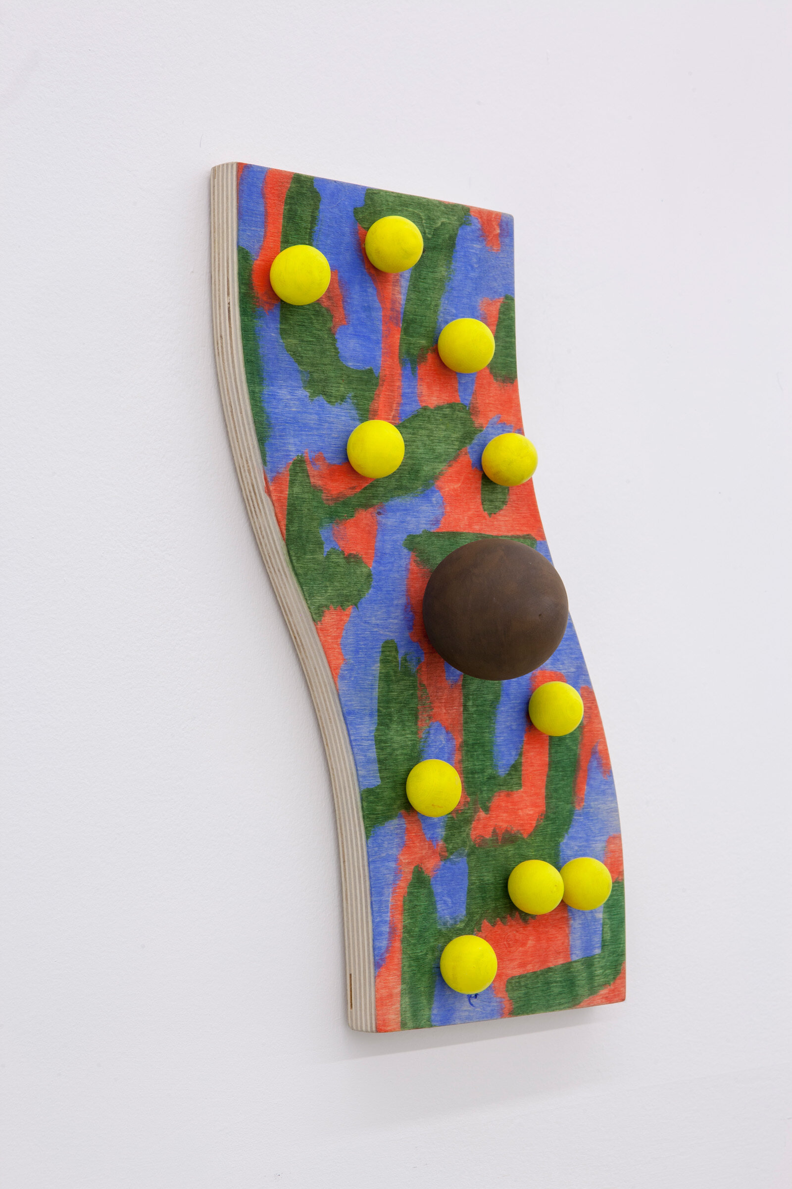 Eli Bornowsky, untitled, 2012, gouache on wood, glue, 18 x 7 x 2 in. (46 x 18 x 5 cm)