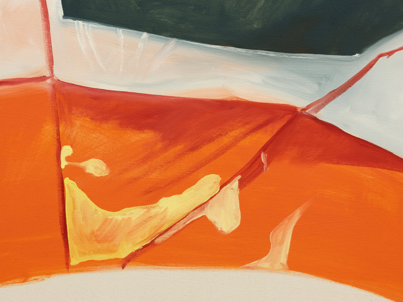 Brenda Draney, Orange Tent (detail), 2020, oil on canvas, 48 x 60 in. (122 x 152 cm)