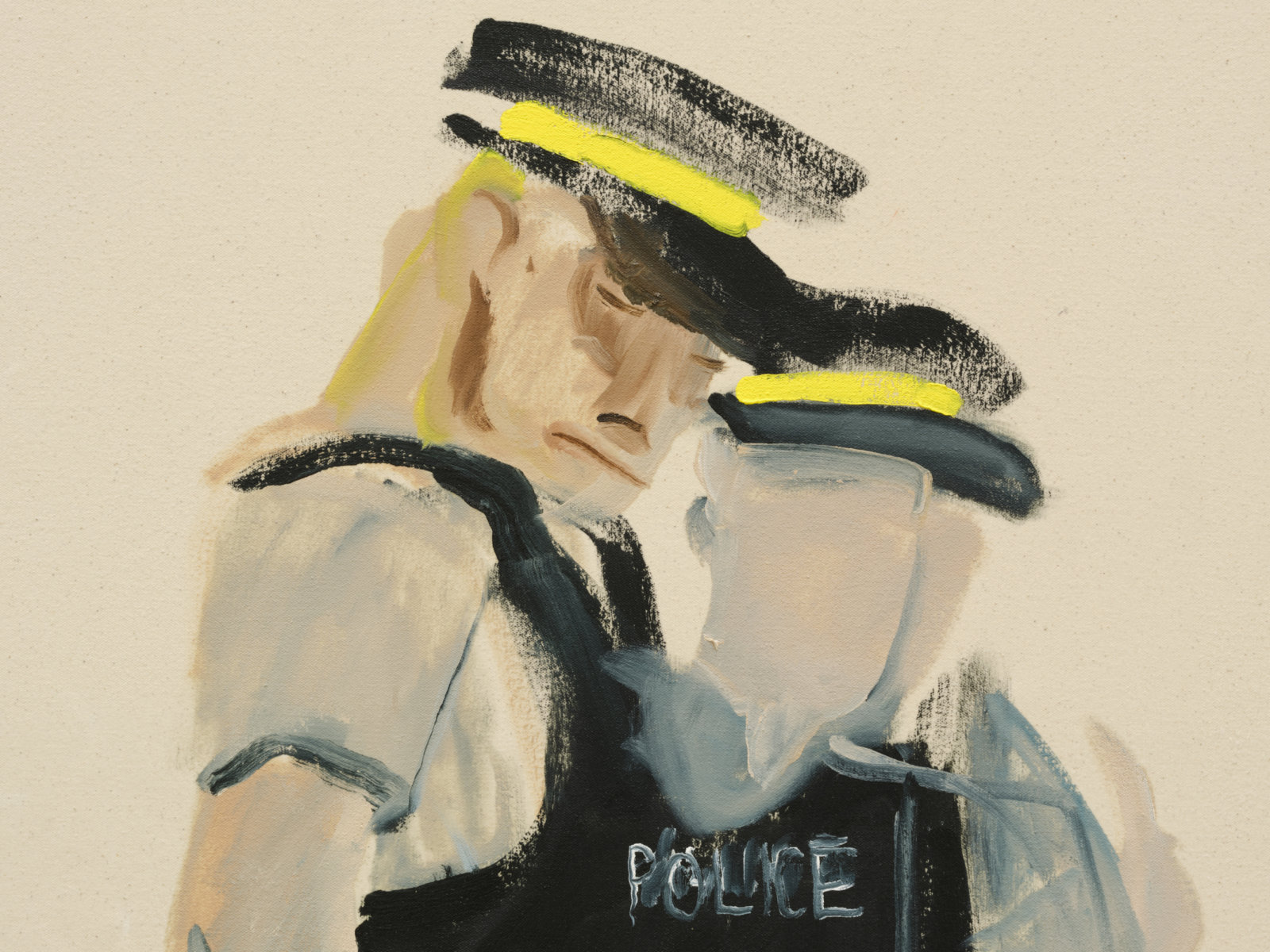 Brenda Draney, Visit (detail), 2021, oil on canvas, 67 x 109 in. (170 x 277 cm)