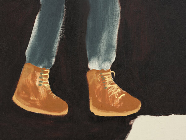 Brenda Draney, Work Boots ﻿(detail), 2023, oil on canvas, 48 x 36 in. (122 x 92 cm)