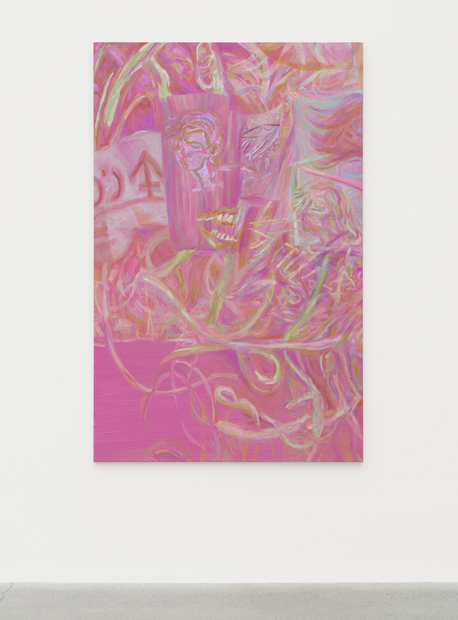 Rebecca Brewer, Fanzine, 2023, oil on aluminum, 67 x 43 in. (170 x 109 cm)