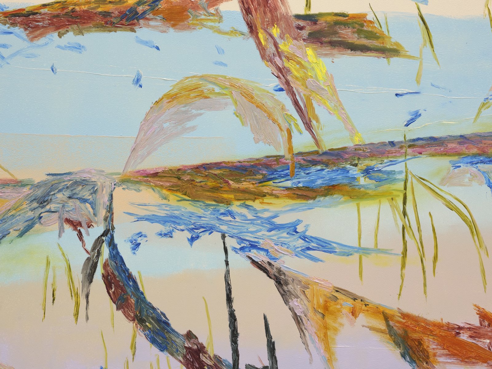 Rebecca Brewer, Makena Beach (detail), 1984, 2019, oil on wood panel, 60 x 57 in. (152 x 145 cm)