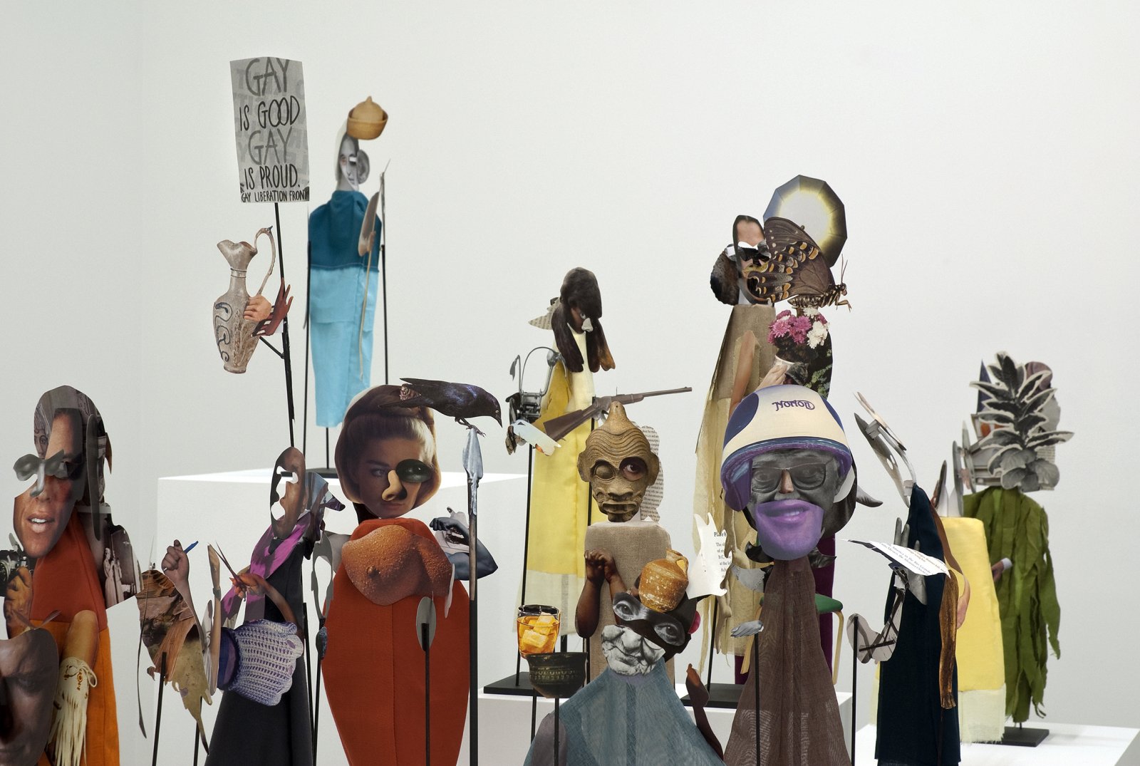Geoffrey Farmer, The Surgeon and the Photographer, 2009, paper, textile, wood, metal, 365 figures, each figure approximately 18 x 5 x 5 in. (45 x 13 x 13 cm). Installation view, Catriona Jeffries, 2010 by Geoffrey Farmer