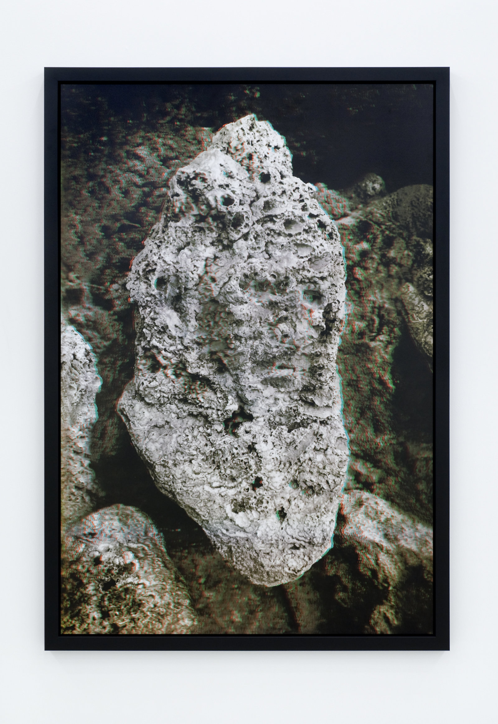 Geoffrey Farmer, Anaglyph poster, I saw Paul Virilio's face in a rock at the Source of Saint Leger, 2009, anaglyph poster, 72 x 50 (184 x 128 cm)