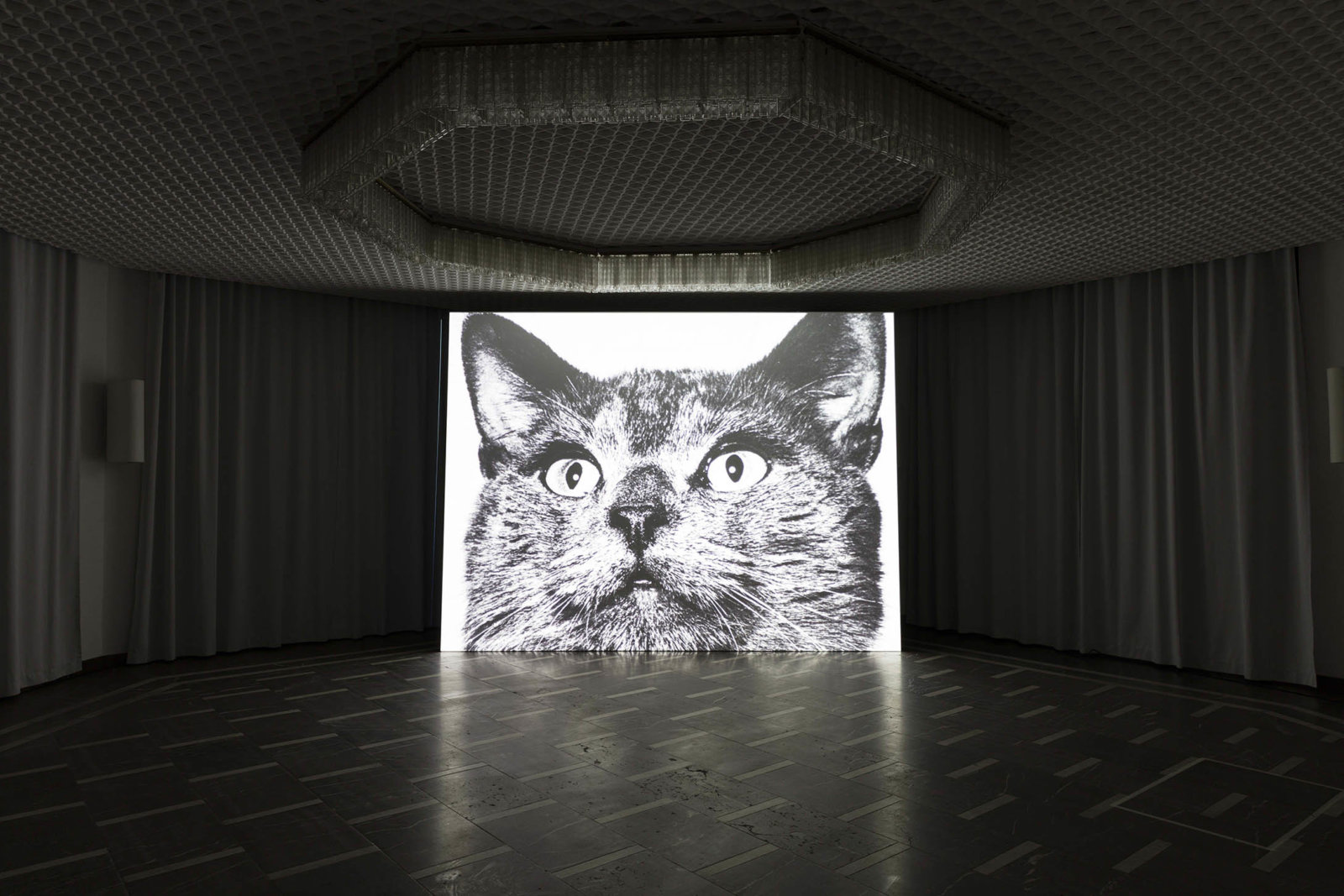 Geoffrey Farmer, Look in my face; my name is Might-have-been; I am also called No-more, Too-late, Farewell, 2010–2014, computer-generated algorithmic montage sequence, dimensions variable. Installation view, The Care With Which The Rain Is Wrong, Schinkel Pavillon, Berlin, Germany, 2017