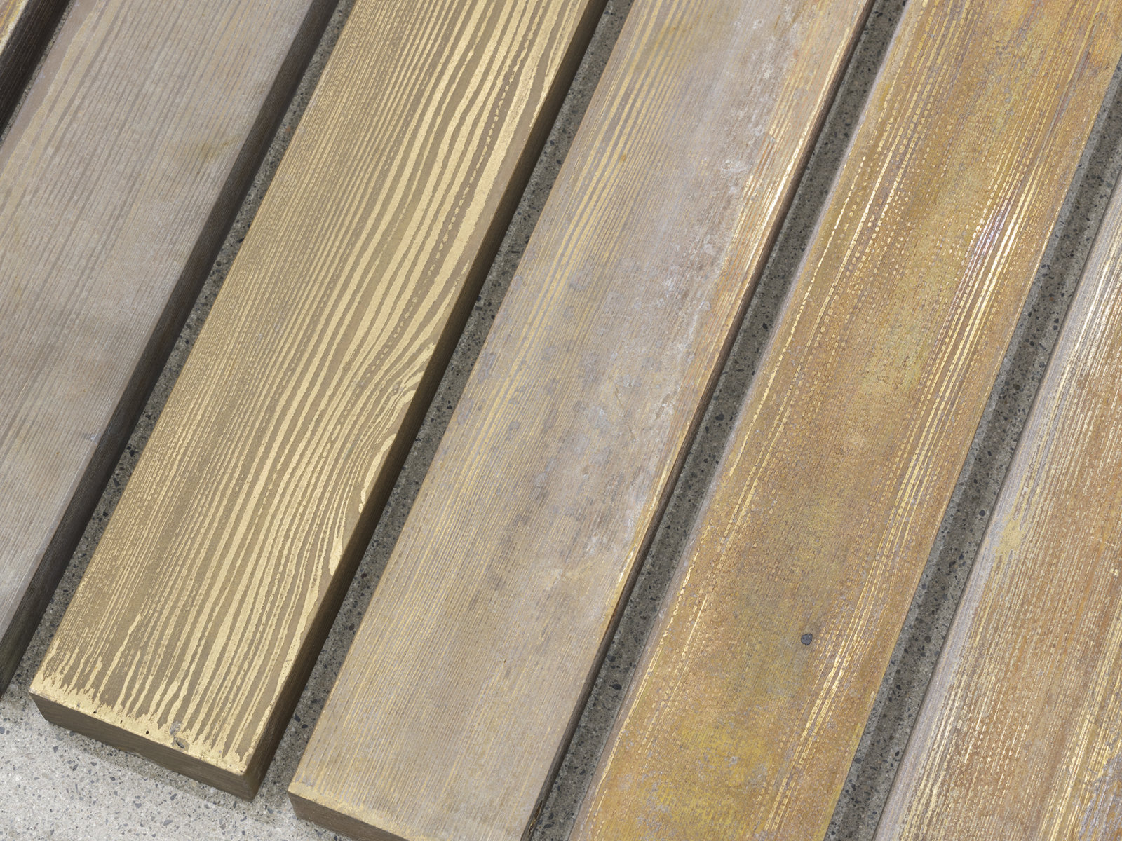 Geoffrey Farmer, 70 Planks (detail), 2021, acid-etched brass planks, 3 x 100 x 321 in. (6 x 253 x 815 cm)