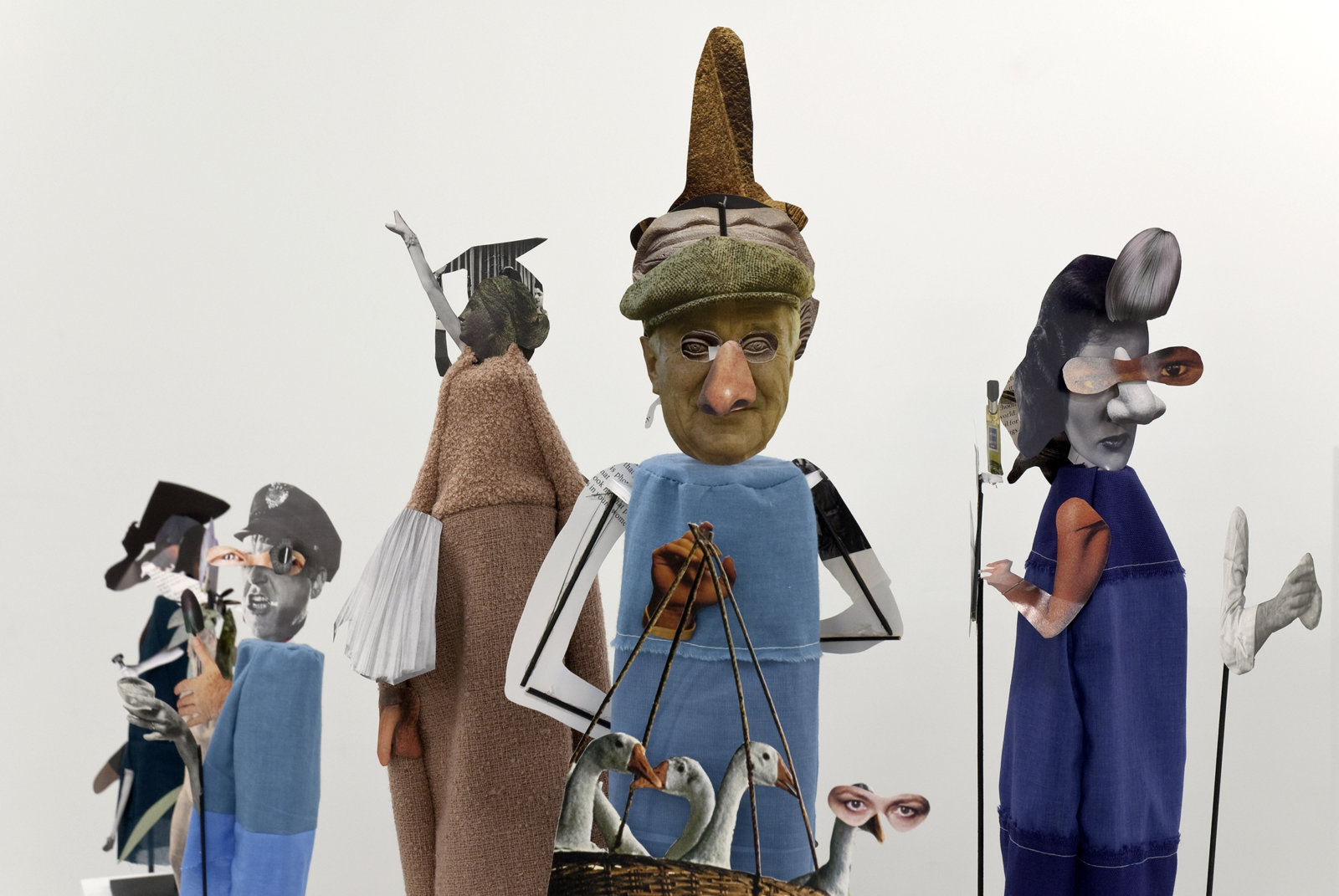 Geoffrey Farmer, The Surgeon and the Photographer (detail), 2009, paper, textile, wood, metal, 365 figures, each figure approximately: 18 x 5 x 5 in. (45 x 13 x 13 cm)
