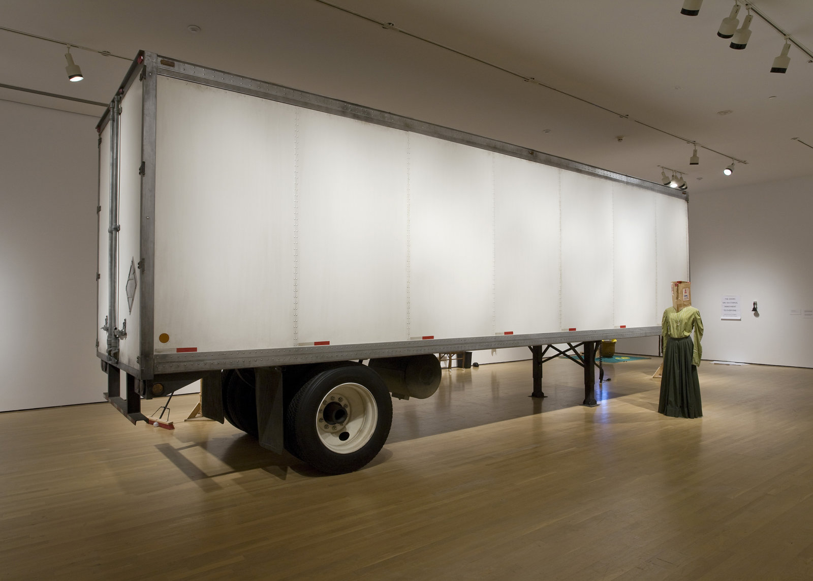 Geoffrey Farmer, Trailer, 2002, steel, fiberboard, mixed media, 134 x 87 x 354 in. (340 x 220 x 900 cm). Installation view, Musée d'art contemporain de Montréal, 2008