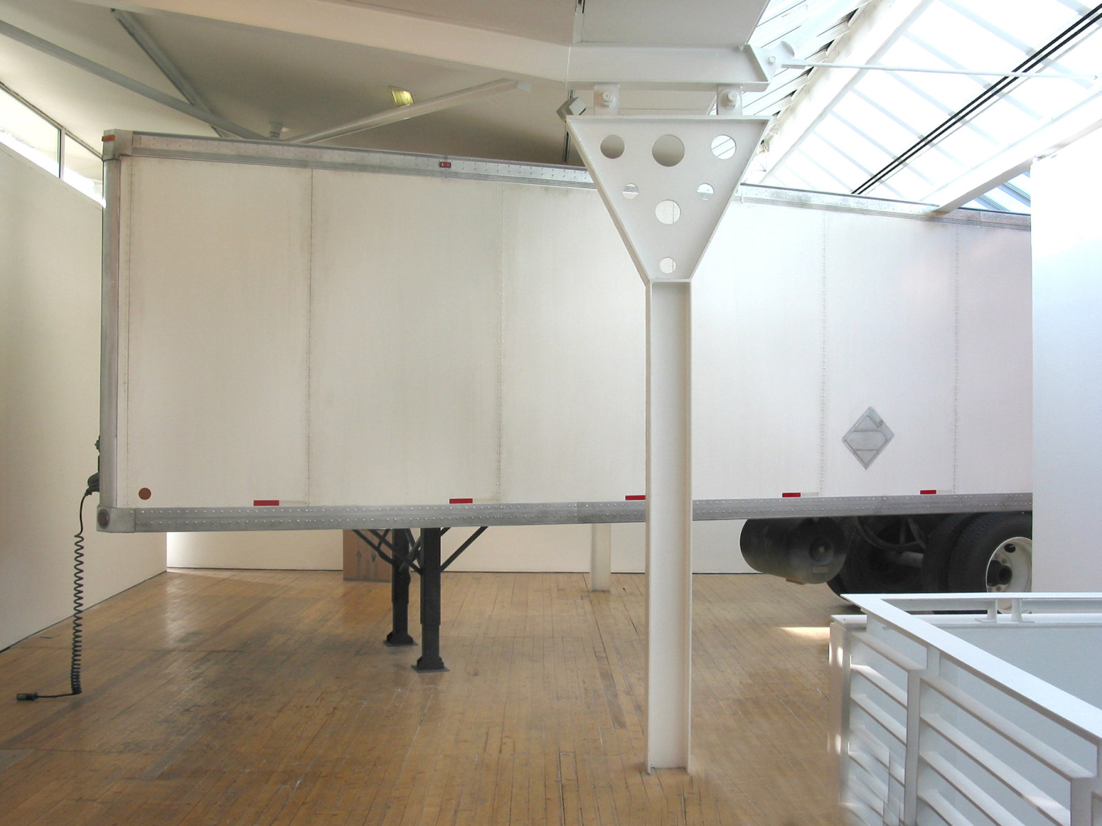 Geoffrey Farmer, Trailer, 2002, steel, fiberboard, mixed media, 134 x 87 x 354 in. (340 x 220 x 900 cm)