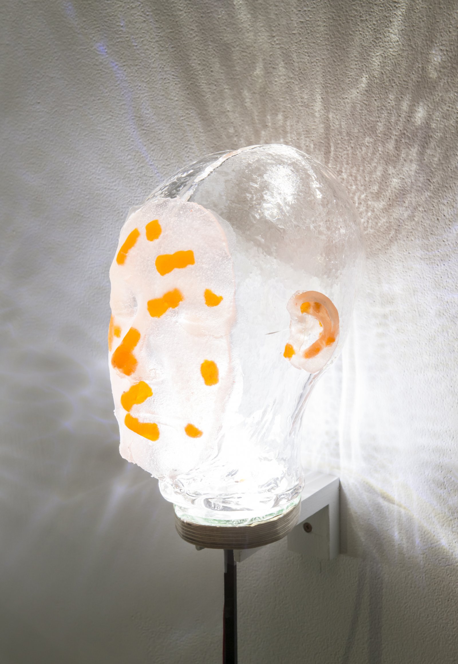 ​Julia Feyrer, Witnesses (detail), 2018, sour kids, iron poker, handblown glass, dyed silicone, LED lights, 39 x 7 x 10 in. (99 x 18 x 25 cm) by Julia Feyrer