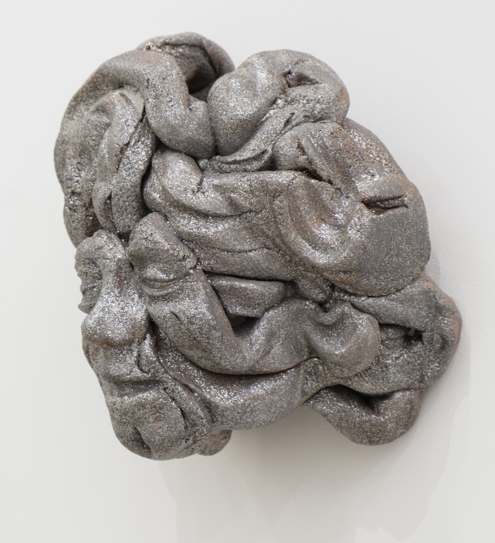 Rochelle Goldberg, Composite Icon III, 2024, ceramic, polyester glitter, pigment, dirt, graphite, acrylic medium, 12 x 10 x 7 in. (31 x 24 x 17 cm)